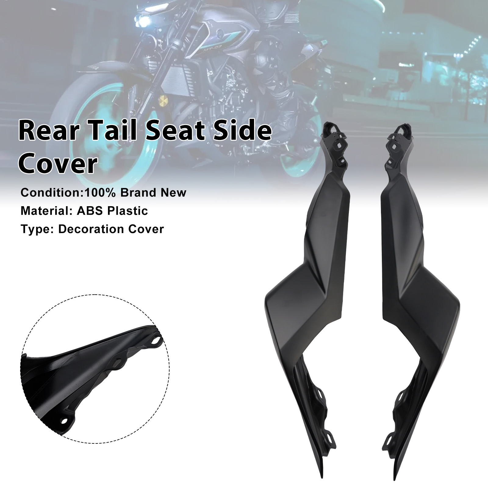 2025-2026 Yamaha YZF-R3 YZF-R25 MT-03 Rear Tail Seat Side Cover Matte Black Generic