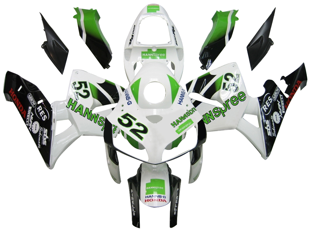 2005-2006 Honda CBR600RR Amotopart Fairings White No.52 Hannspree Racing Customs Fairing