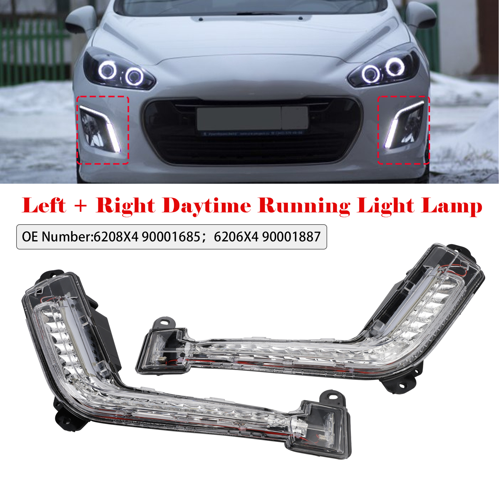 2011-2014 Peugeot 308 Mk1 Hatch Left+Right Side DRL Light Lamp LED Bulbs Generic