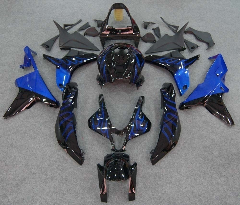 2007-2008 Honda CBR600RR Amotopart Fairings Black & Blue Flame Racing Customs Fairing