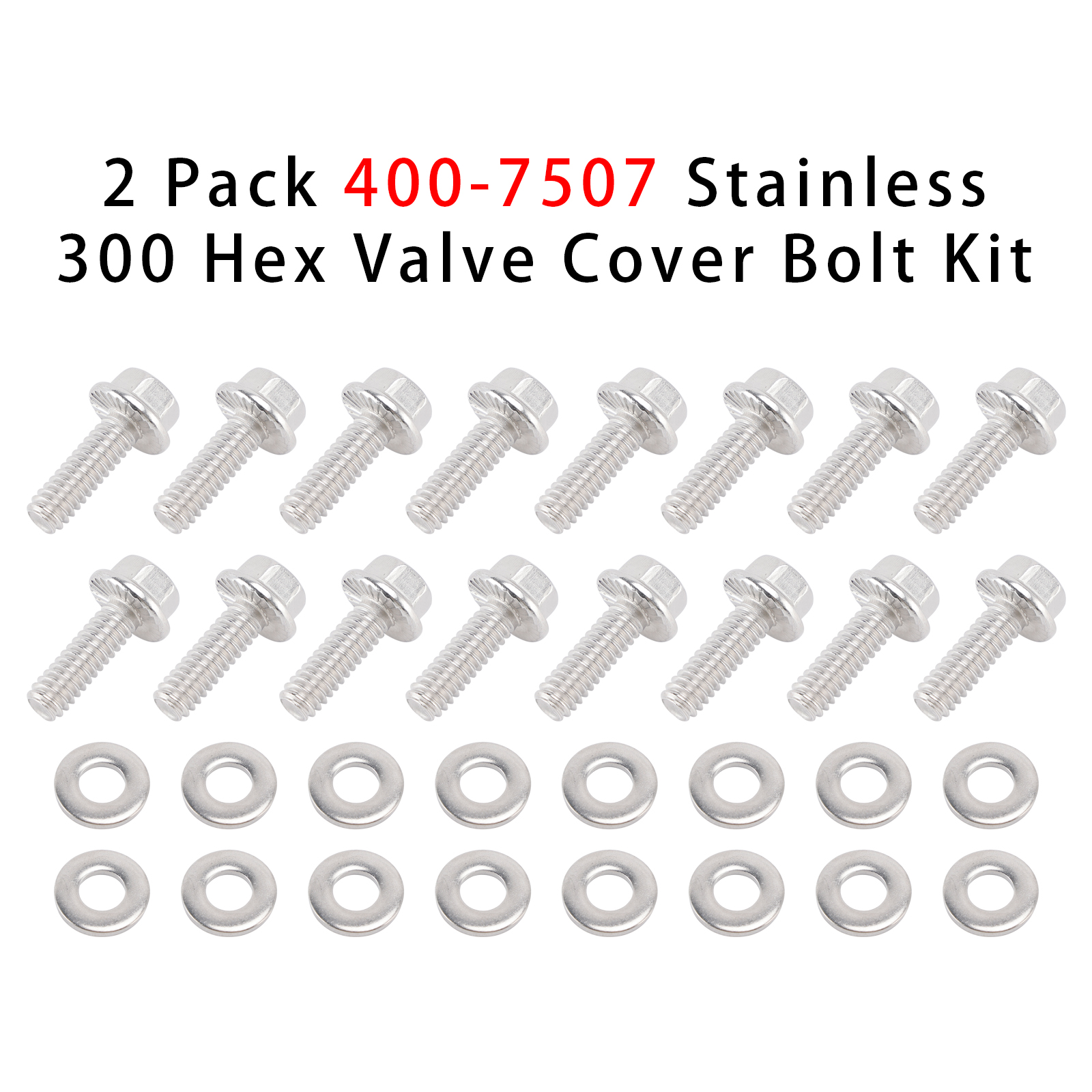 2 Pack 400-7507 Stainless 300 Hex Valve Cover Bolt Kit