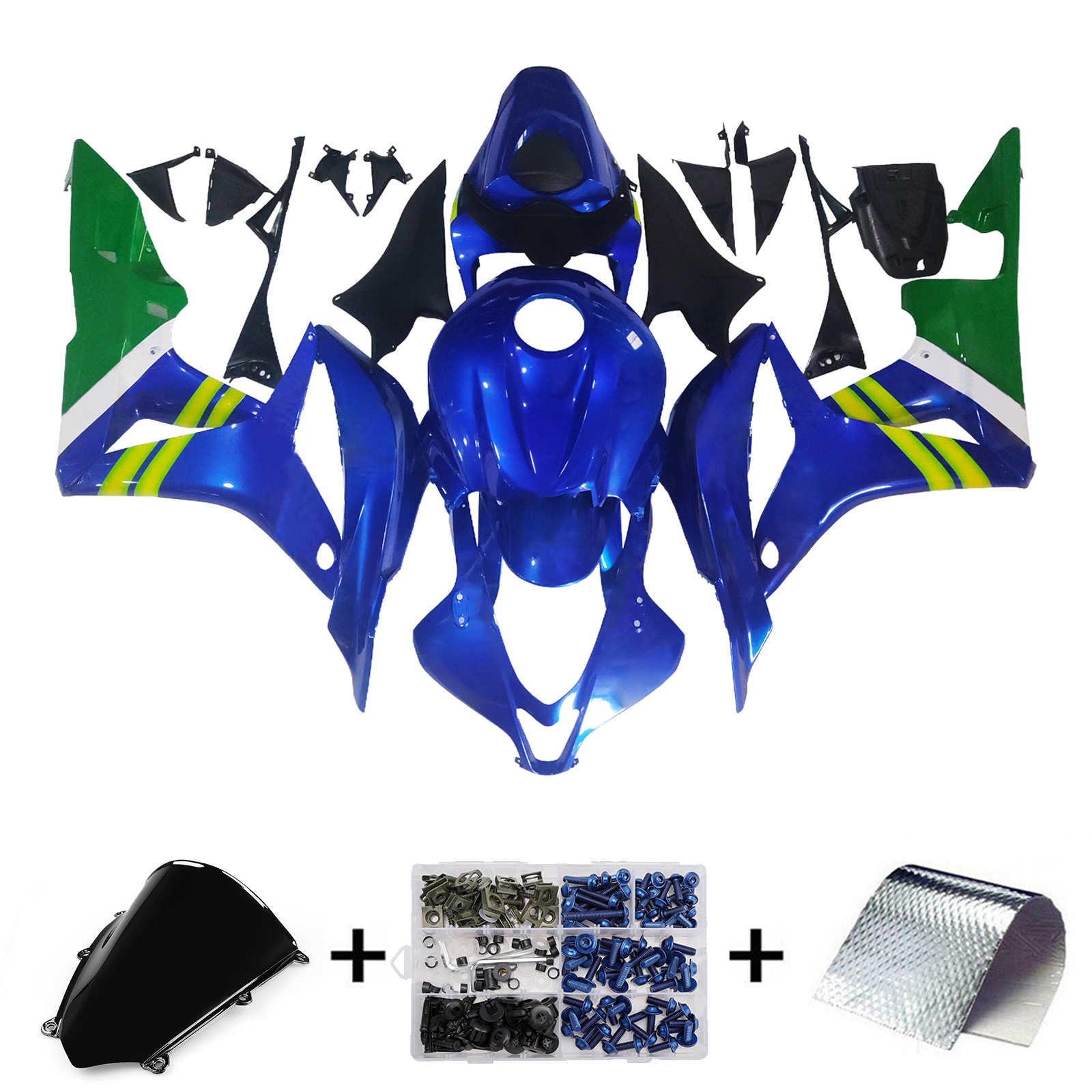 2007-2008 Honda CBR600RR Amotopart Fairings Blue & Green Movistar Racing Customs Fairing