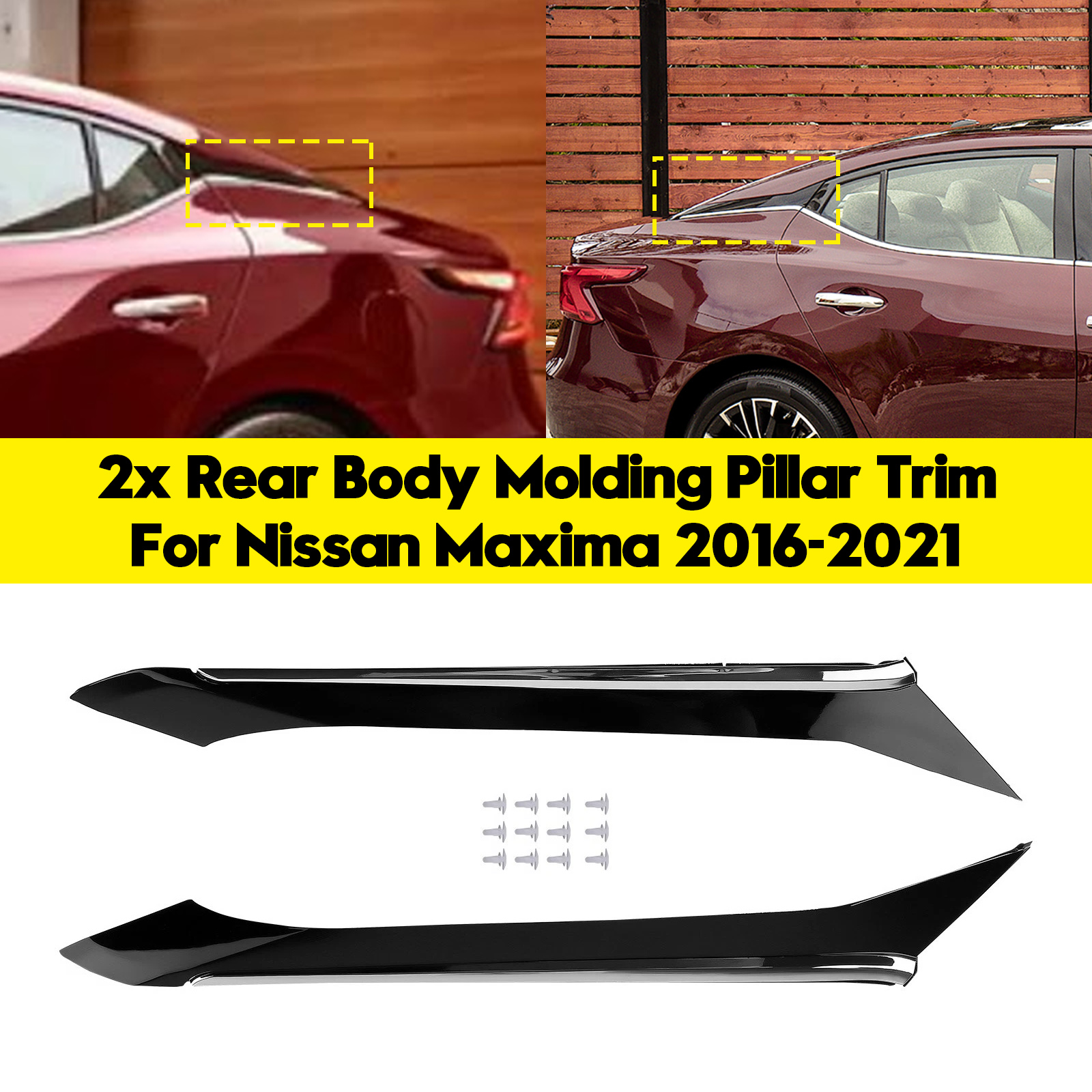 2016-2021 Nissan Maxima 2x Rear Body Molding Pillar Trim 78872-9DJ1A Generic