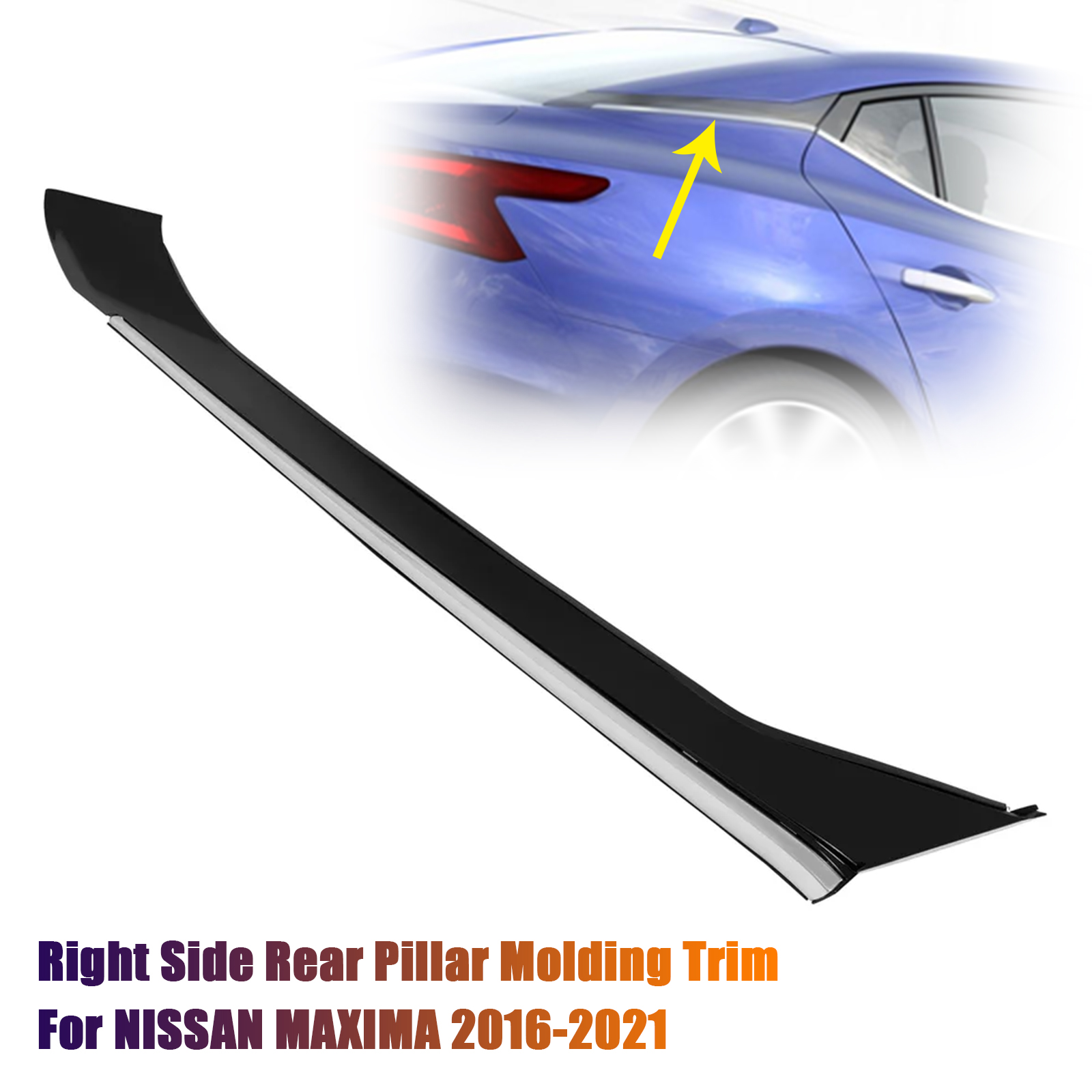 2016-2021 Nissan Maxima Rear Right Side Rear Pillar Molding Trim 78872-9DJ1A Generic