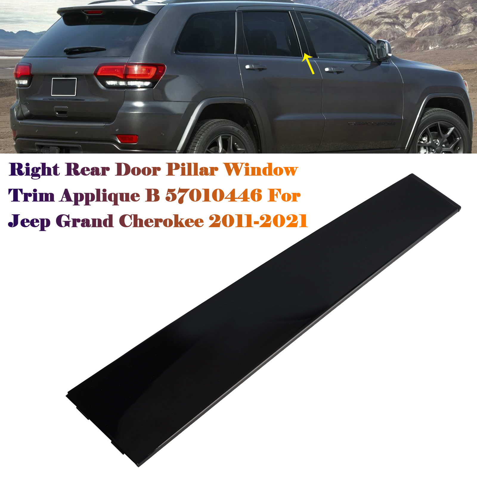 2022 Jeep Grand Cherokee WK Right Rear Door Pillar Window Trim Applique B57010446 Generic