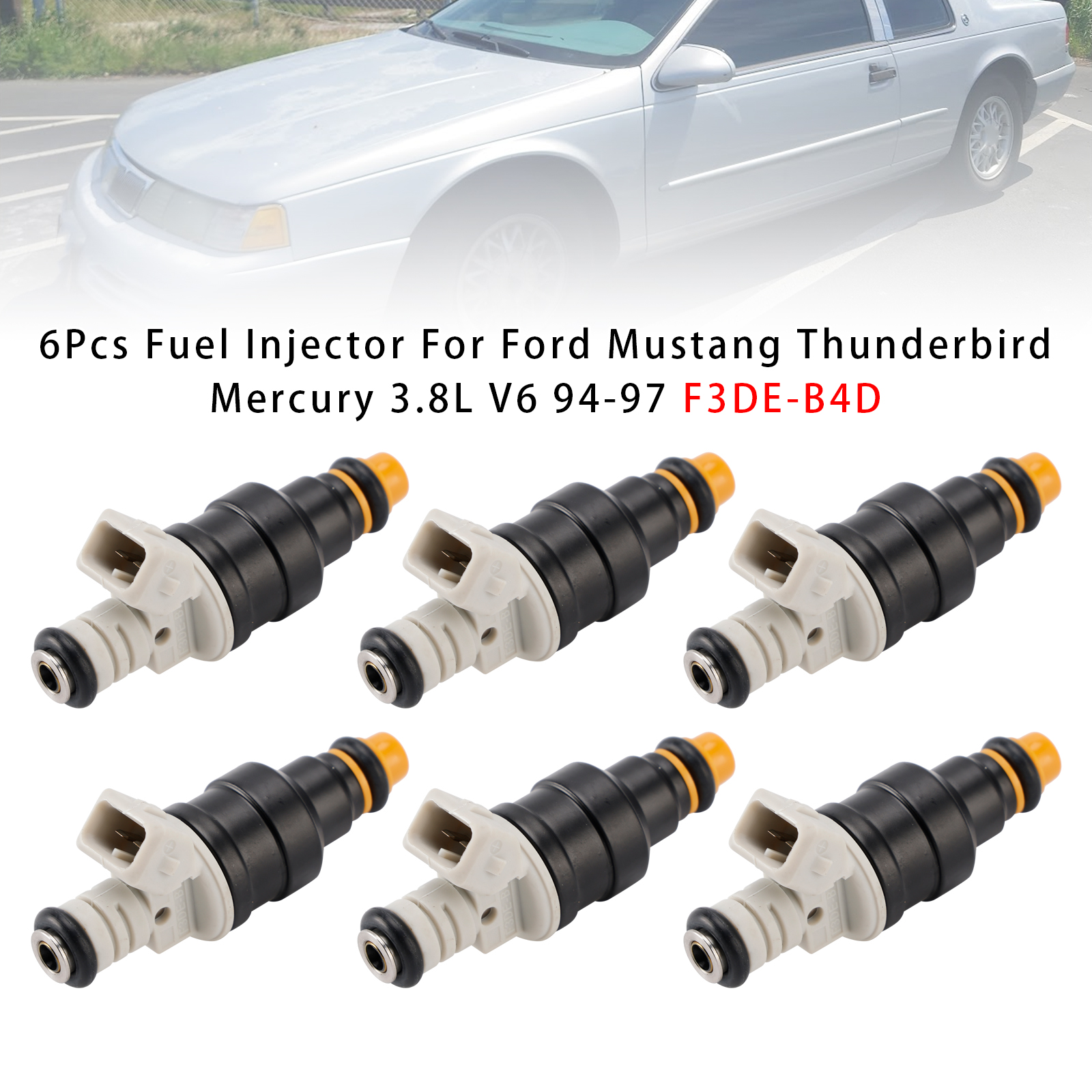 1994-1997 Mercury Cougar 3.8L V6 6Pcs Fuel Injector F3DE-B4D Generic