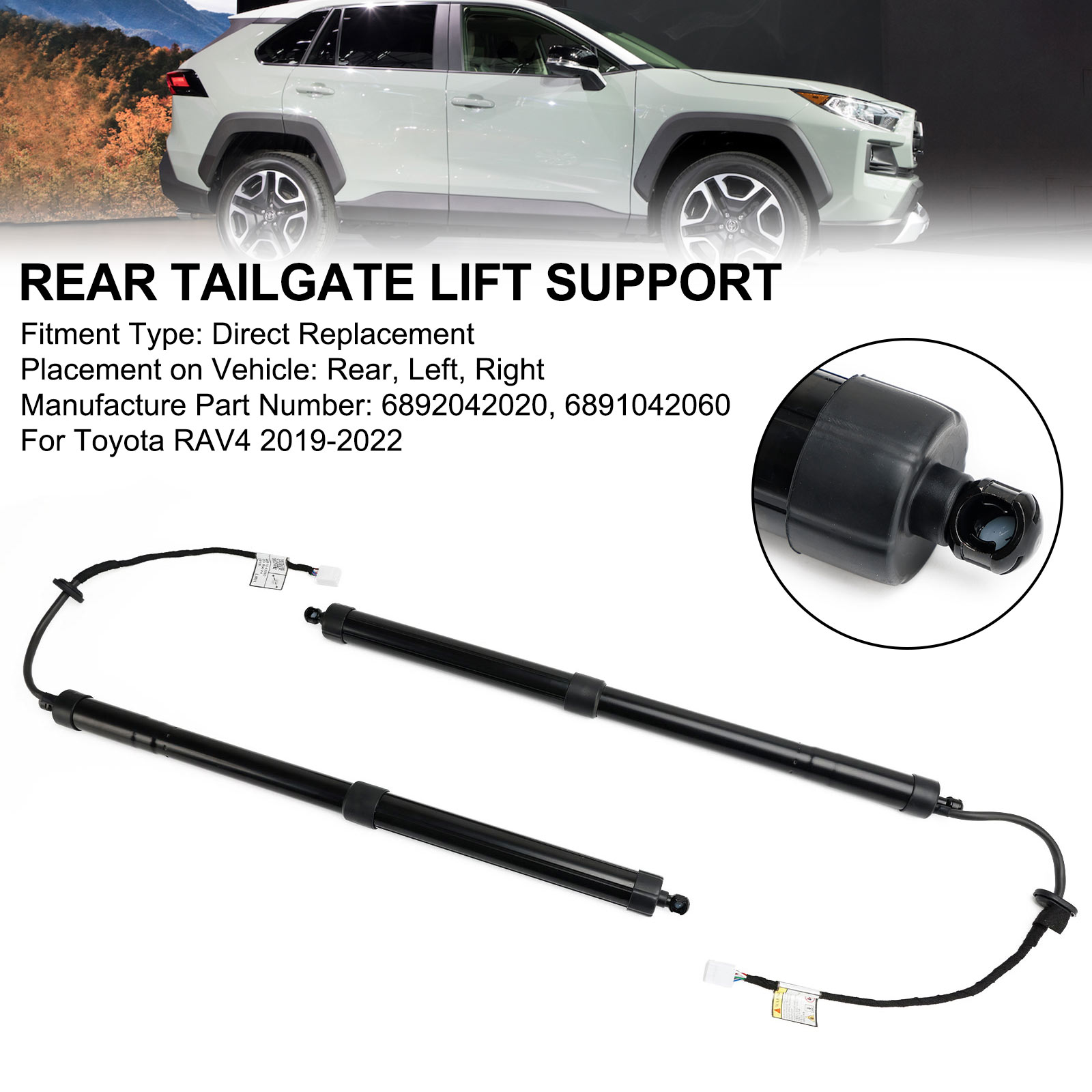 2019-2022 Toyota RAV4 2* Rear Tailgate Lift Support 6892042020 Black Generic