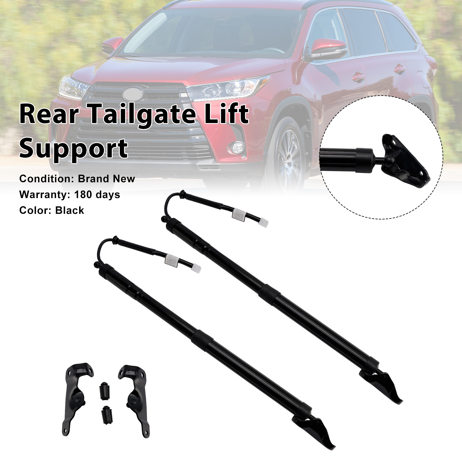 2014-2019 Toyota Highlander 2* Rear Tailgate Lift Support 6891009120 6891009130 Black Generic