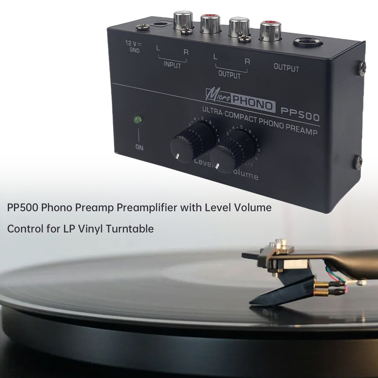 PP500 Phono Preamp Preamplifier with Level Volume Control for LP Vinyl Turntable US