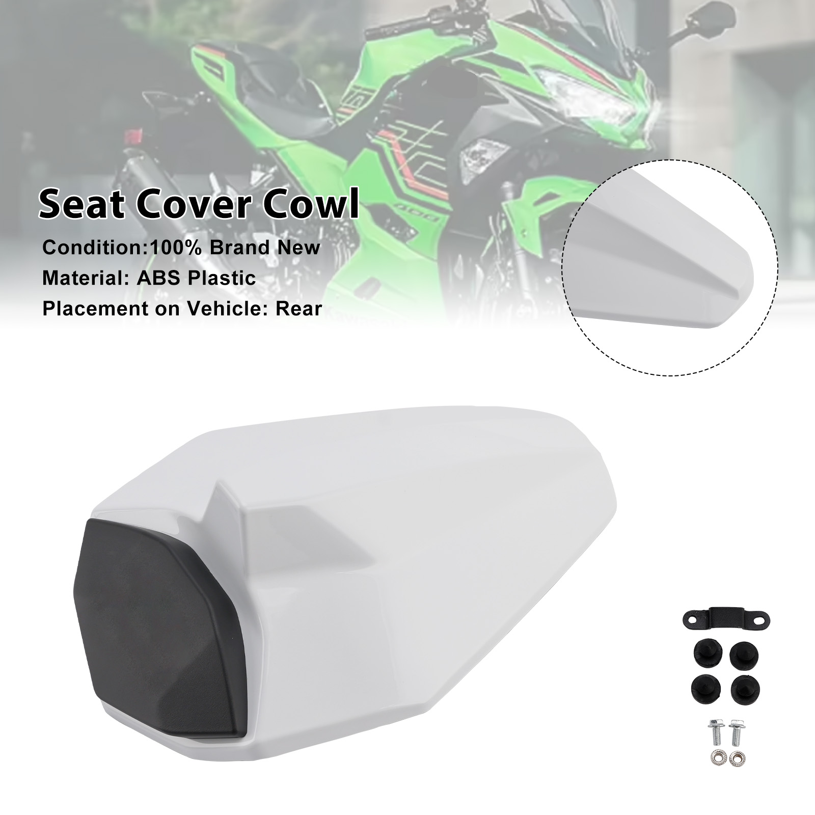 2020-2023 Kawasaki ZX-25R Seat Cover Cowl White Generic