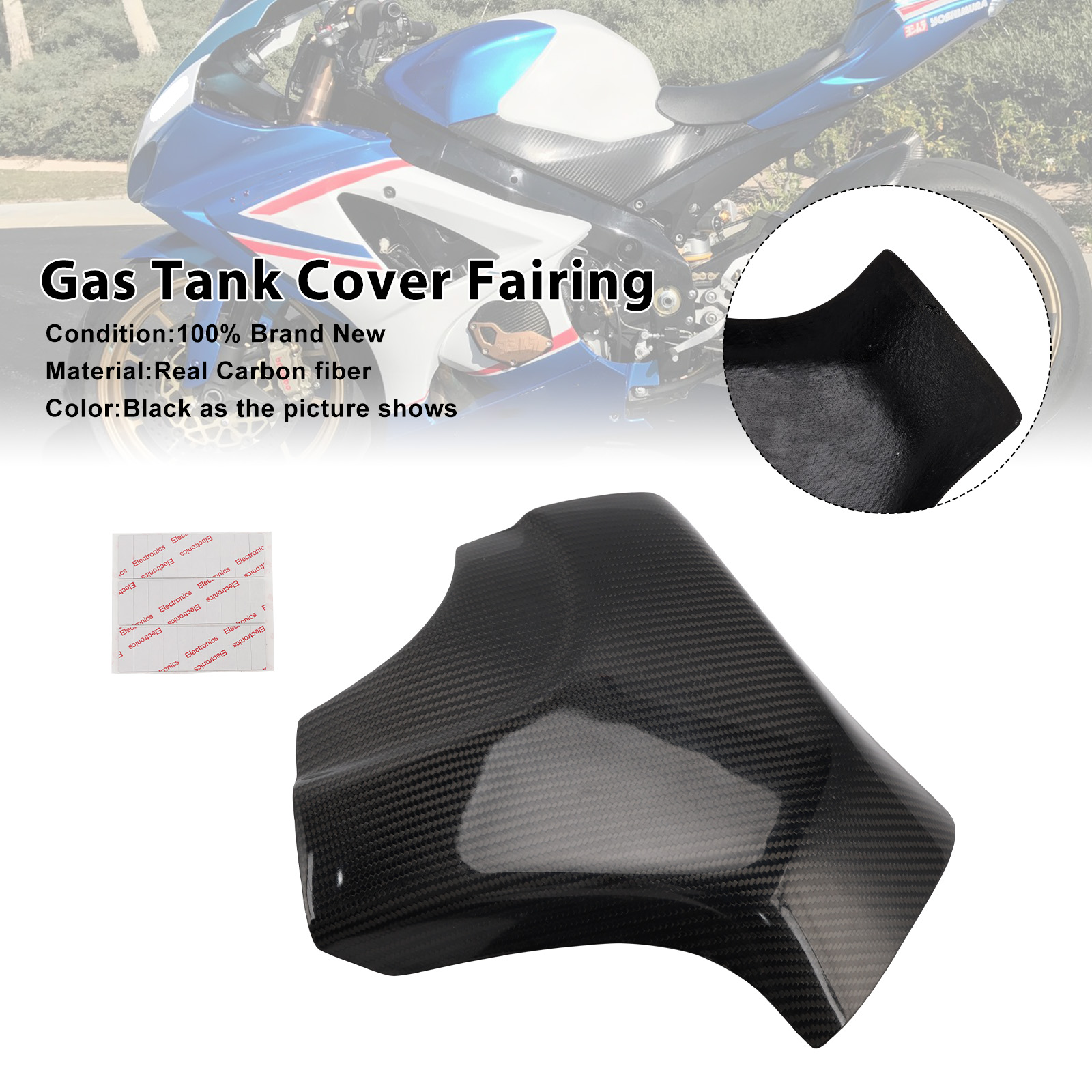 2007-2008 Suzuki GSXR1000 Gas Tank Cover Fairing Real Carbon Fiber Generic