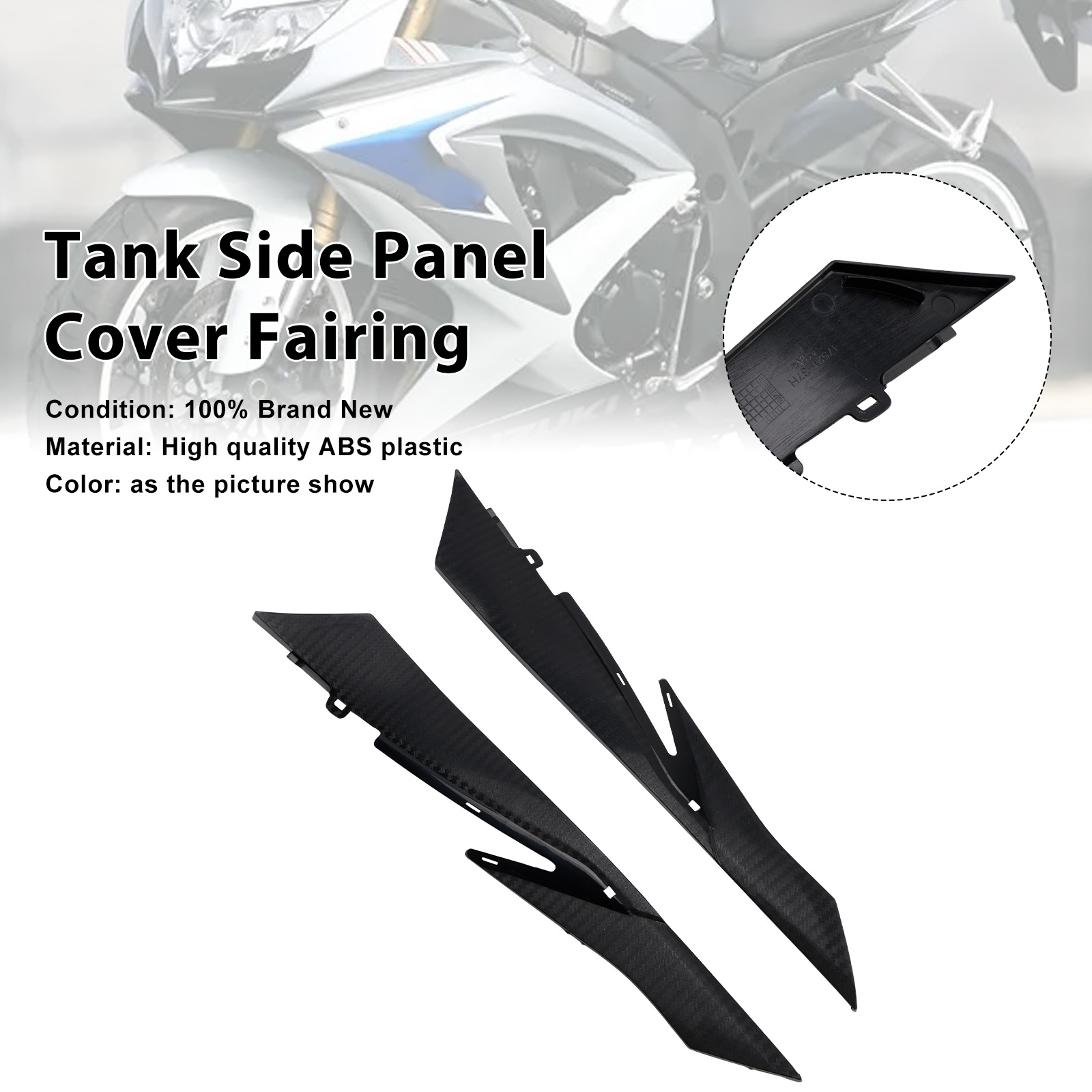 2008-2009 Suzuki GSX-R 600/750 Tank Side Panel Cover Fairing Black Generic