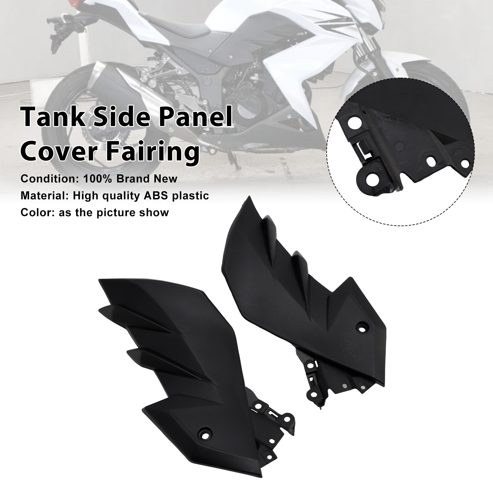 2013-2018 Kawasaki Z250 Z300 Tank Side Panel Cover Fairing Black Generic
