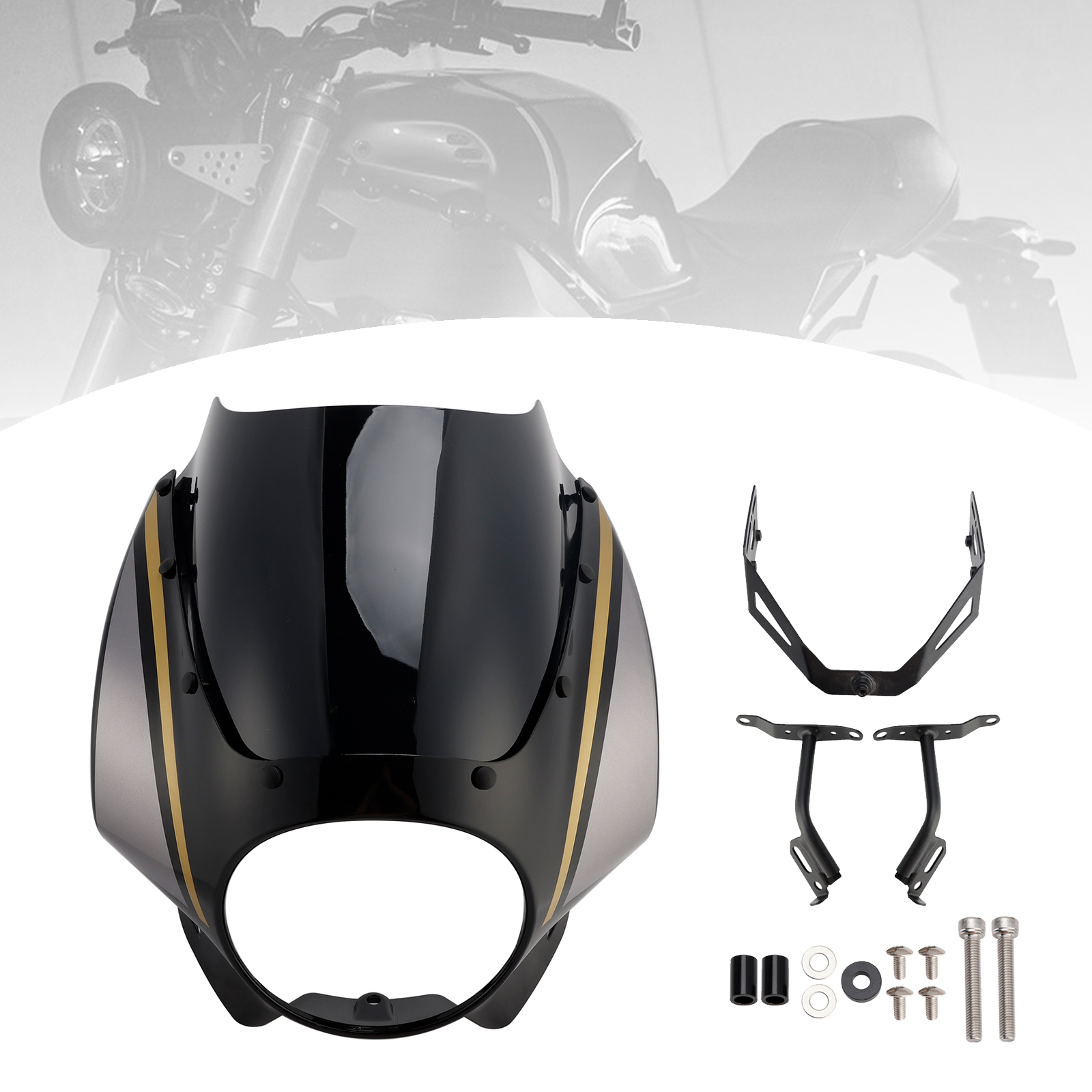 2022-2025 Yamaha XSR900 Headlight Fairing Windshield Black Generic