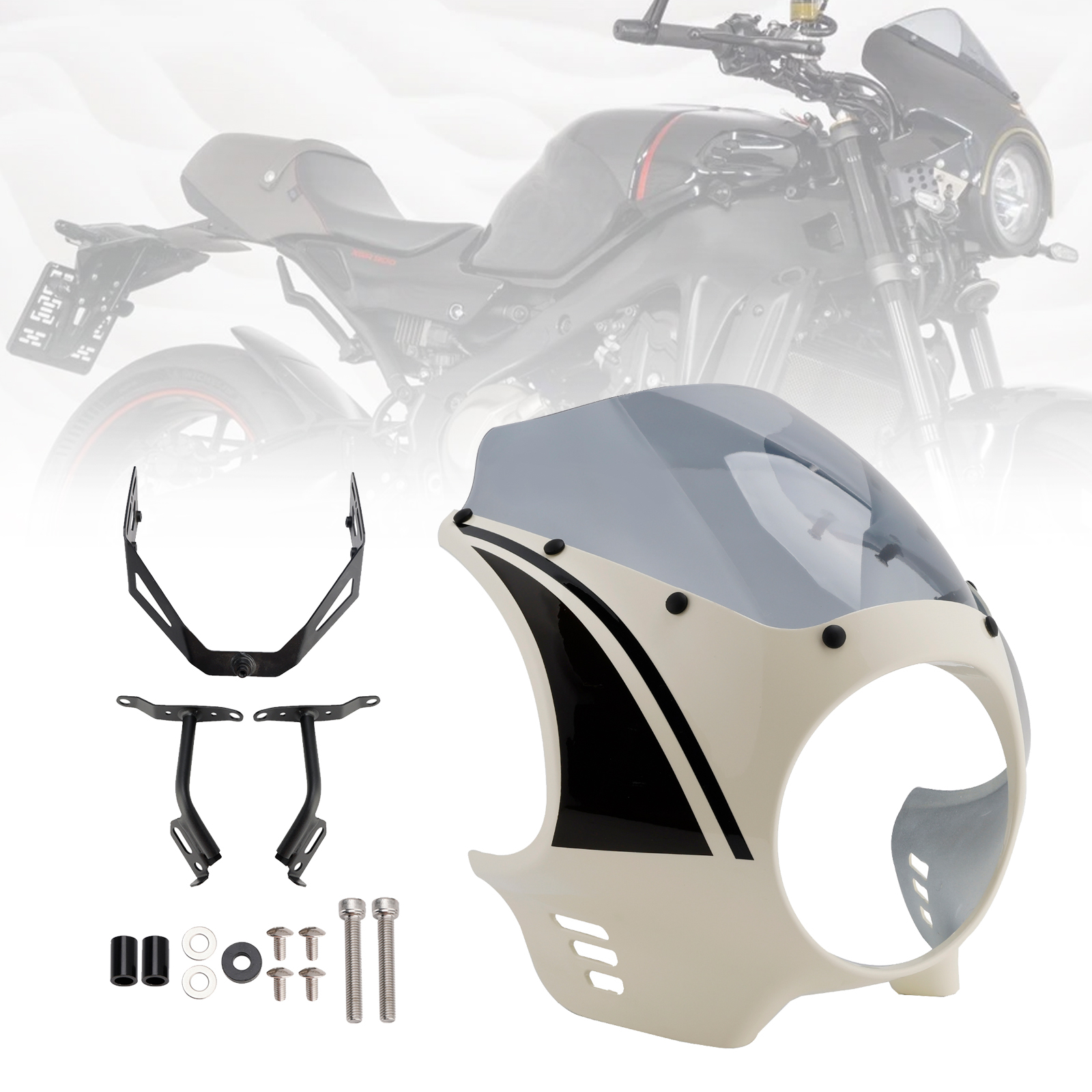 2022-2025 Yamaha XSR900 Headlight Fairing Windshield White+Gray Generic