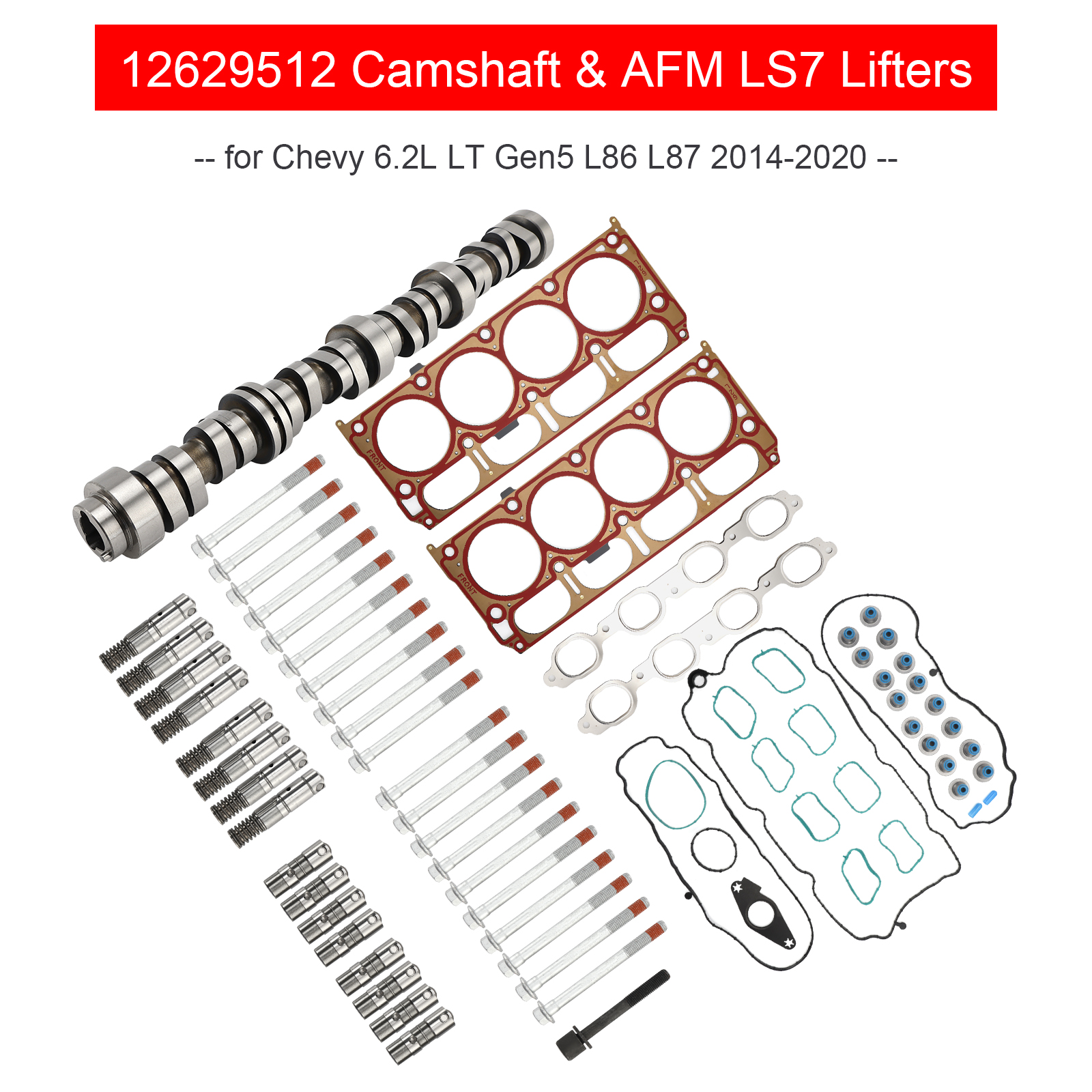 Camshaft & AFM Lifters Kit for Chevy 6.2L V8 | Fits Camaro, Corvette, Silverado, Suburban, Tahoe | 2014-2020 | Complete Kit with Gaskets & Head Bolts