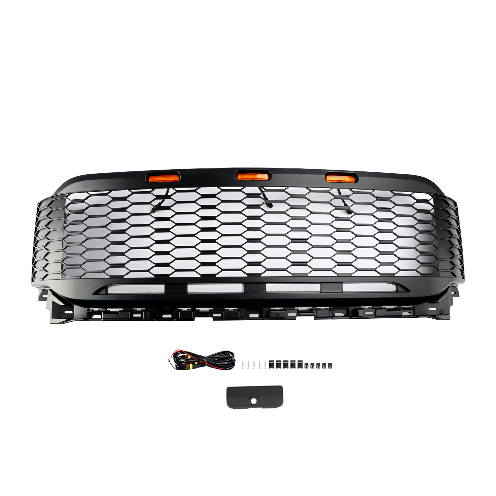 ABS Front Honeycomb Bumper Grill Grille Fit Ford F150 2021-2023 Raptor W/ LED