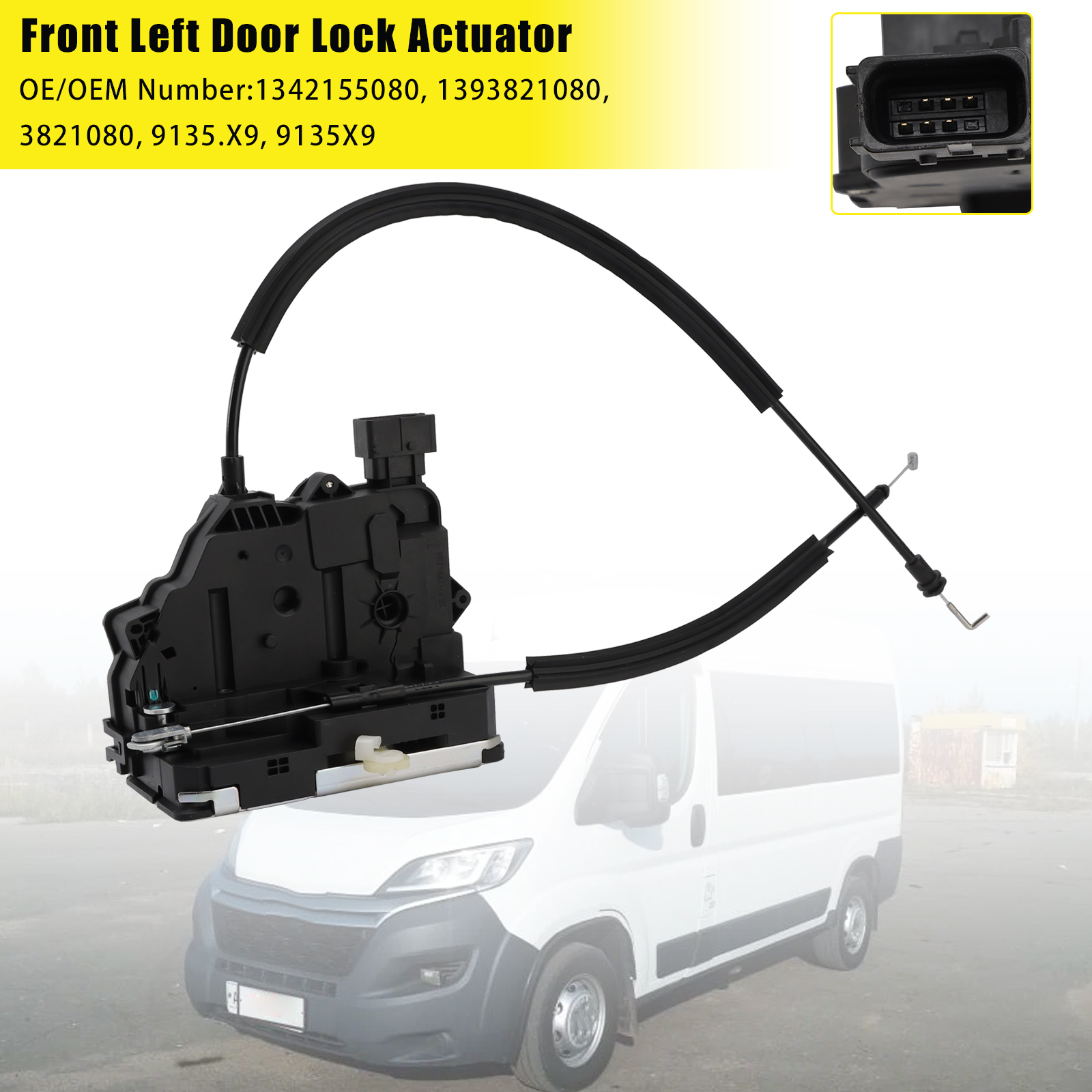 2006- Fiat Ducato Front Left Door Lock Actuator 1342155080 Generic