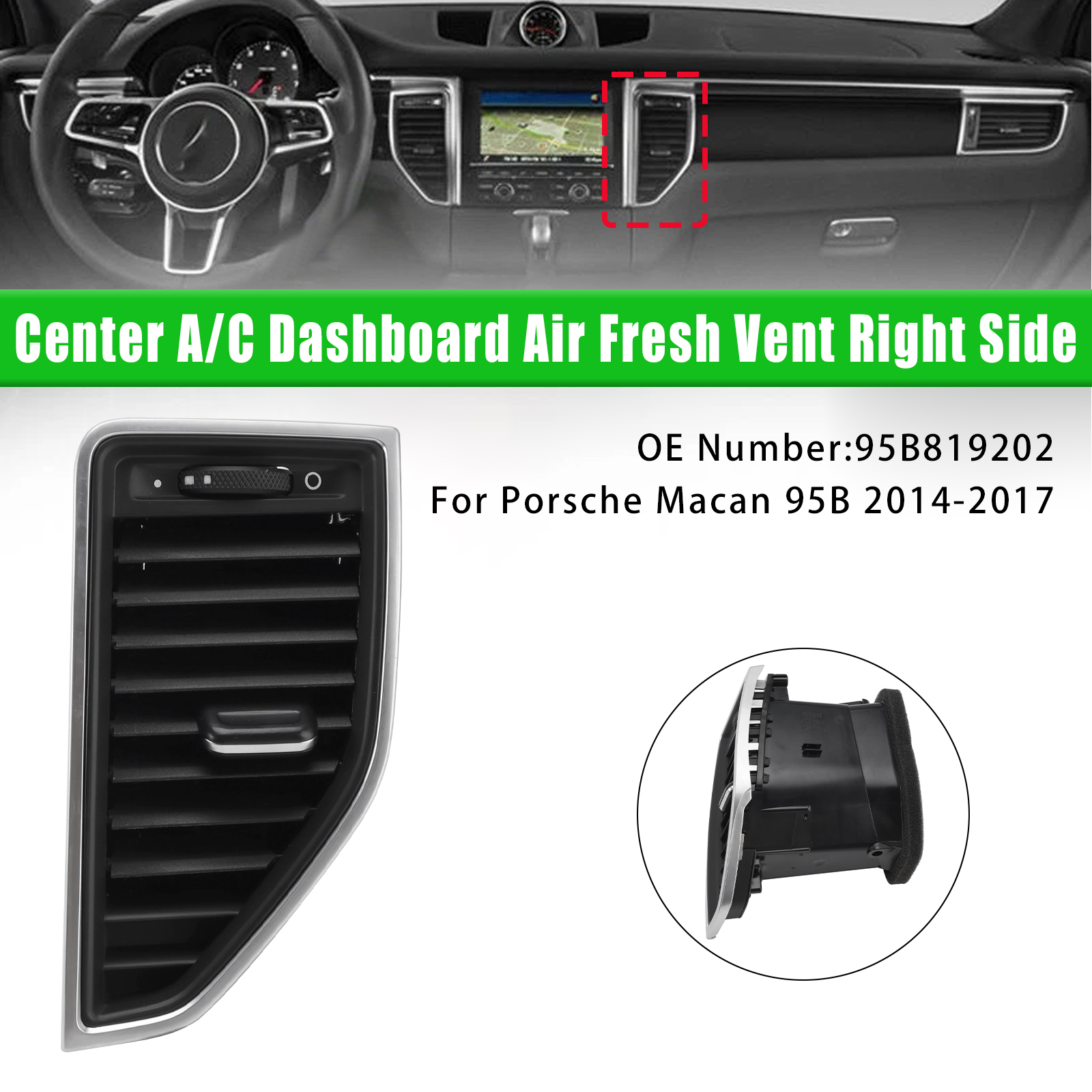 2017 Porsche Macan S 95B Center A/C Dashboard Air Fresh Vent Right Side 95B819202 Generic