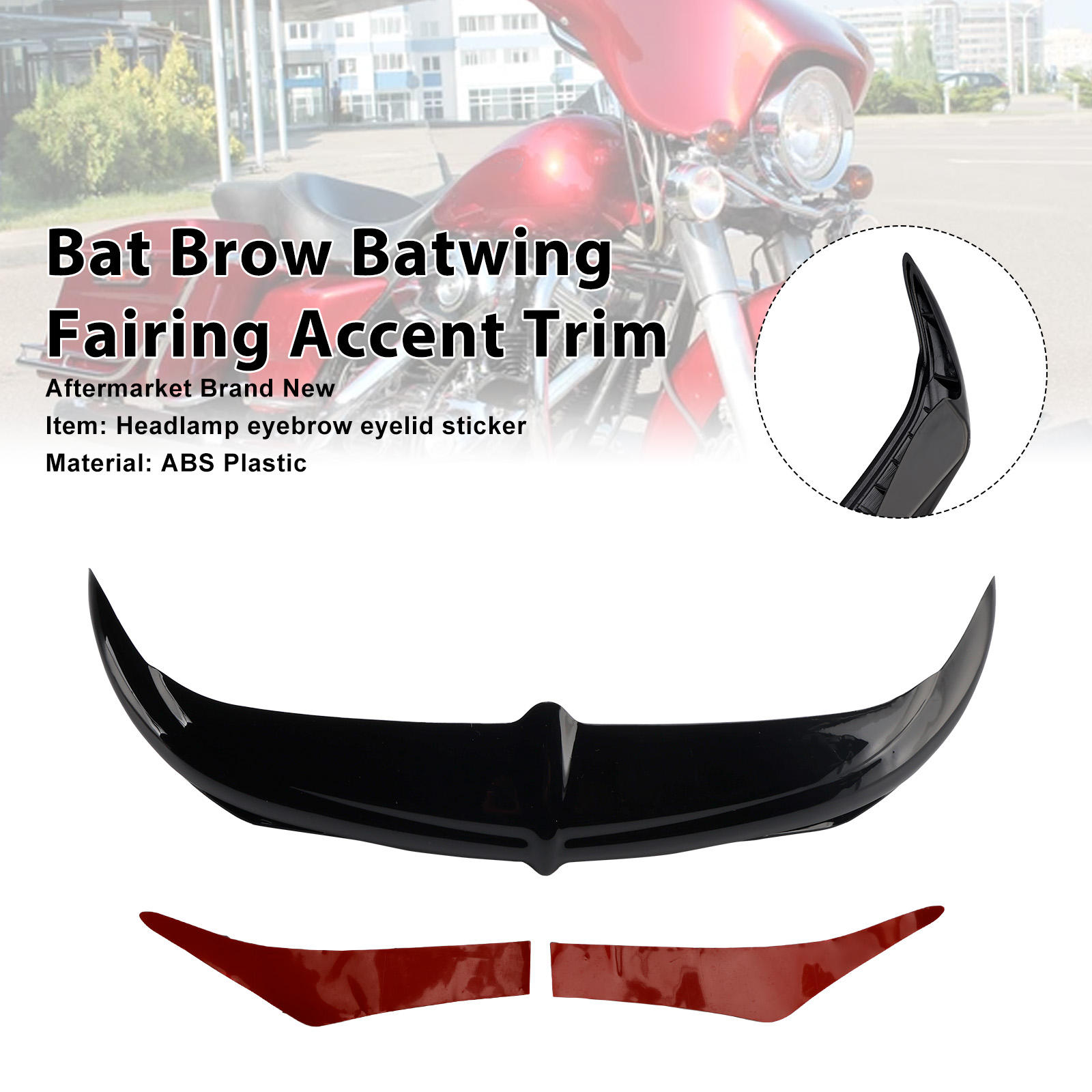 2009-2013 Harley Trike Tri Glide Bat Brow Batwing Fairing Accent Trim Black Generic