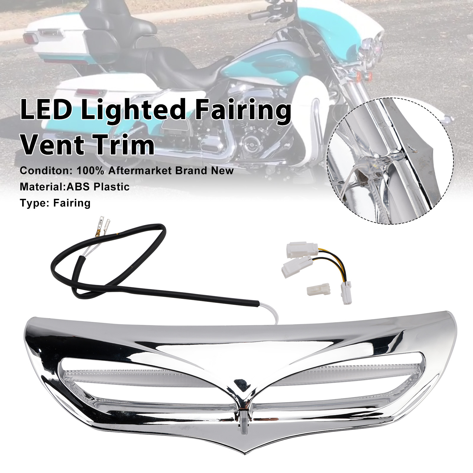 2014-2025 Harley Davidson LED Lighted Fairing Vent Trim Chrome Generic