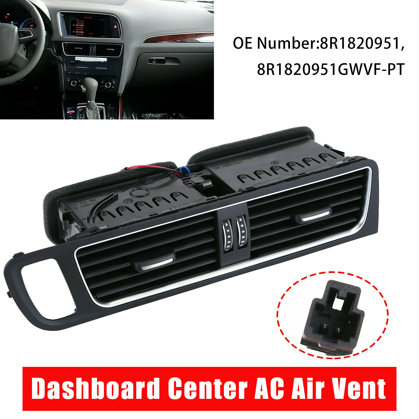 2009-2017 Audi Q5 SQ5 Center Panel Dash Louver Air Vent A/C Outlet 8R1820951 Generic