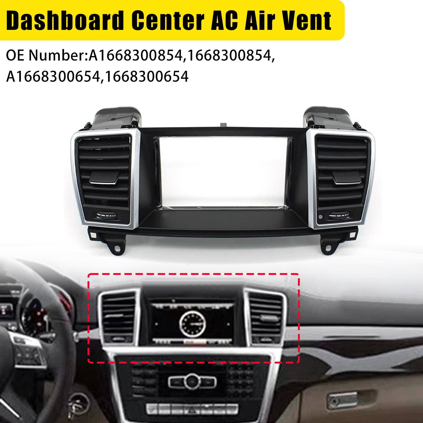2013-2015 Mercedes Benz ML Class (W166) Dashboard Center Console Air Vent Grille Panel Big Screen Generic