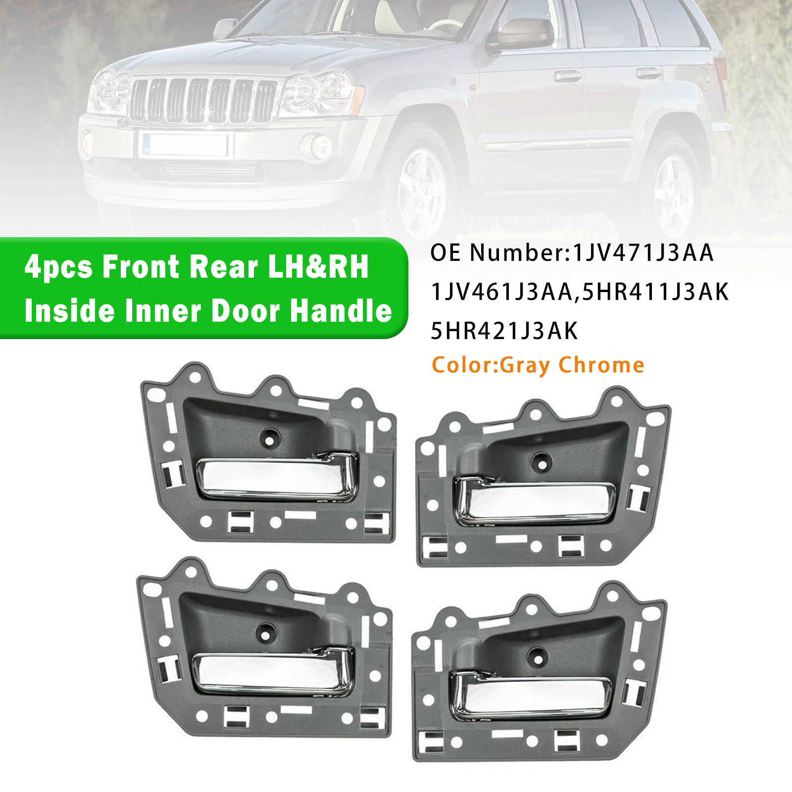 2005-2011 Jeep Grand Cherokee 4pcs Front Rear LH&RH Inside Inner Door Handle Chrome Generic
