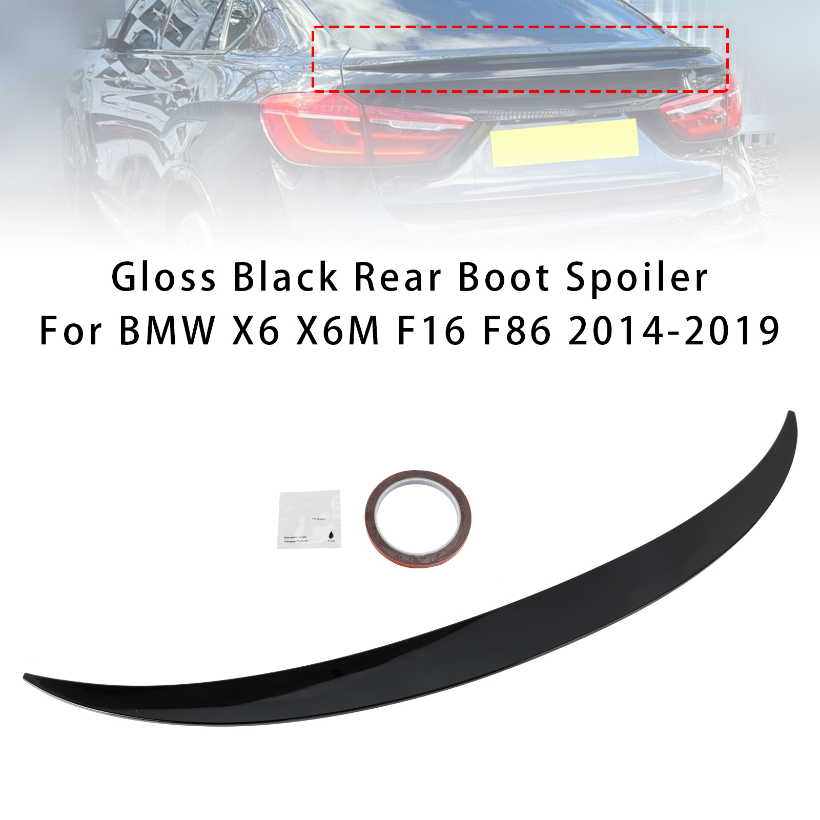 2014-2019 BMW X6 X6M F16 F86 Rear Boot Spoiler Gloss Black Generic