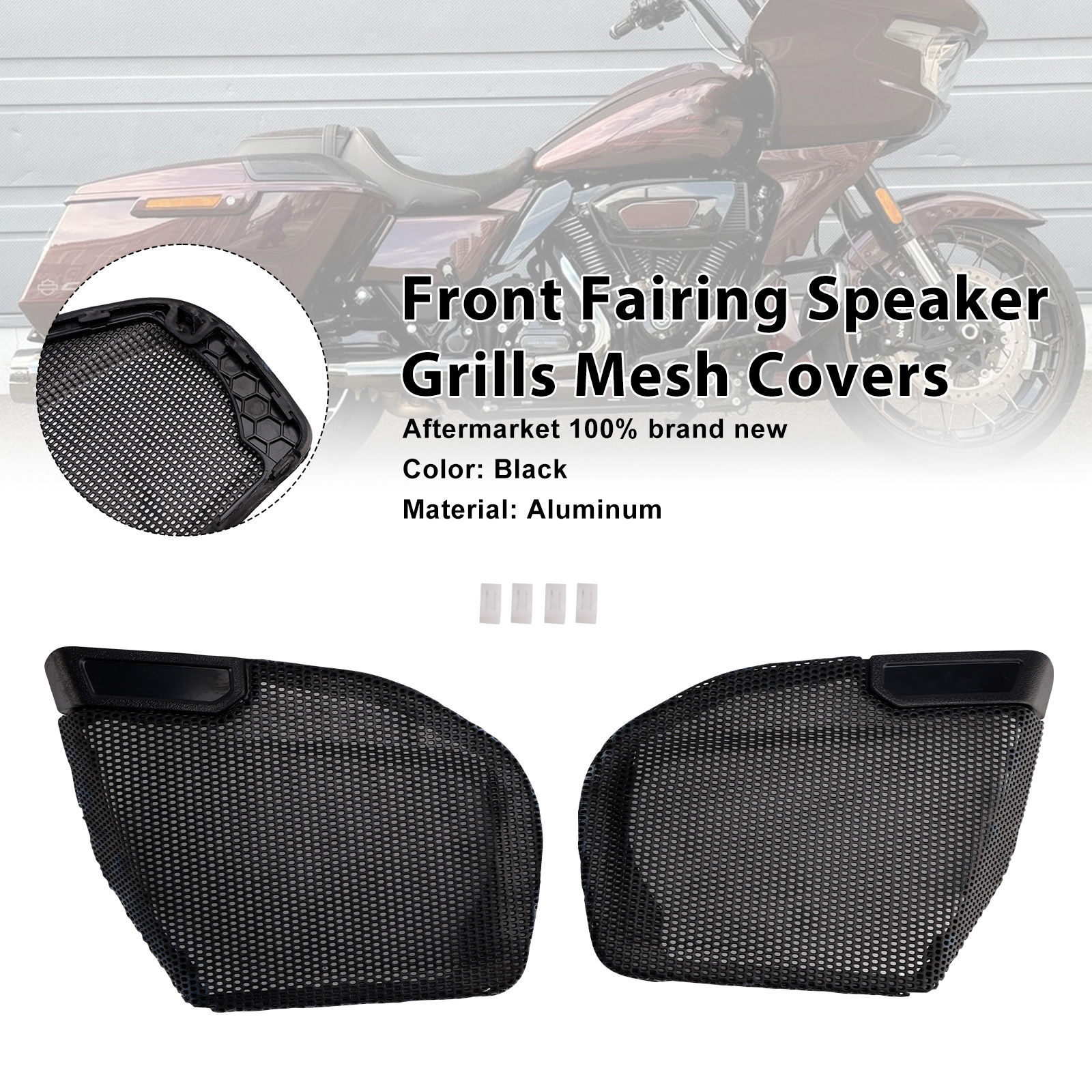 2023-2025 CVO Road Glide Front Fairing Speaker Grills Mesh Covers Black Generic