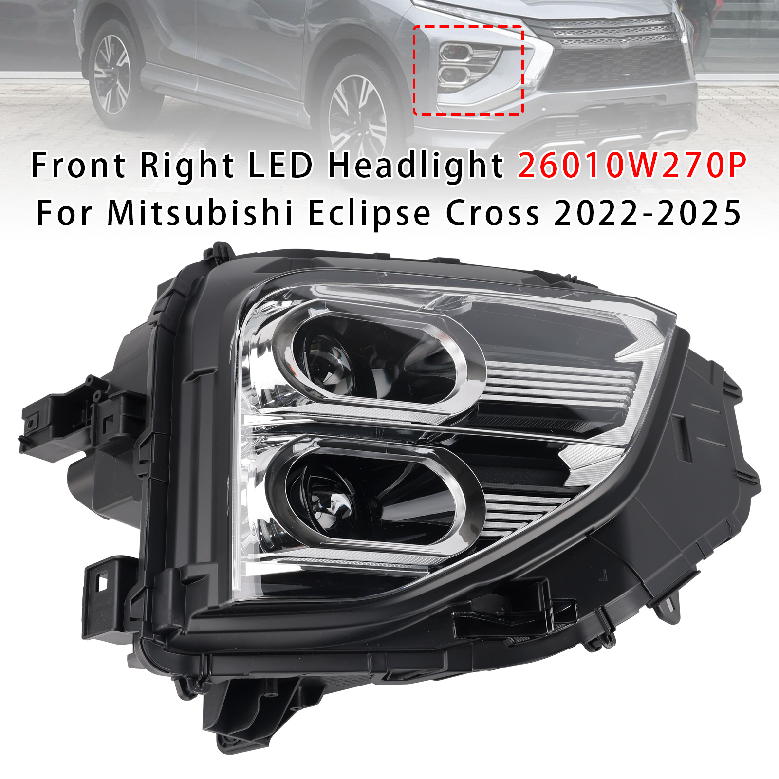 2022-2025 Mitsubishi Eclipse Cross Front Right LED Headlight 26010W270P Generic