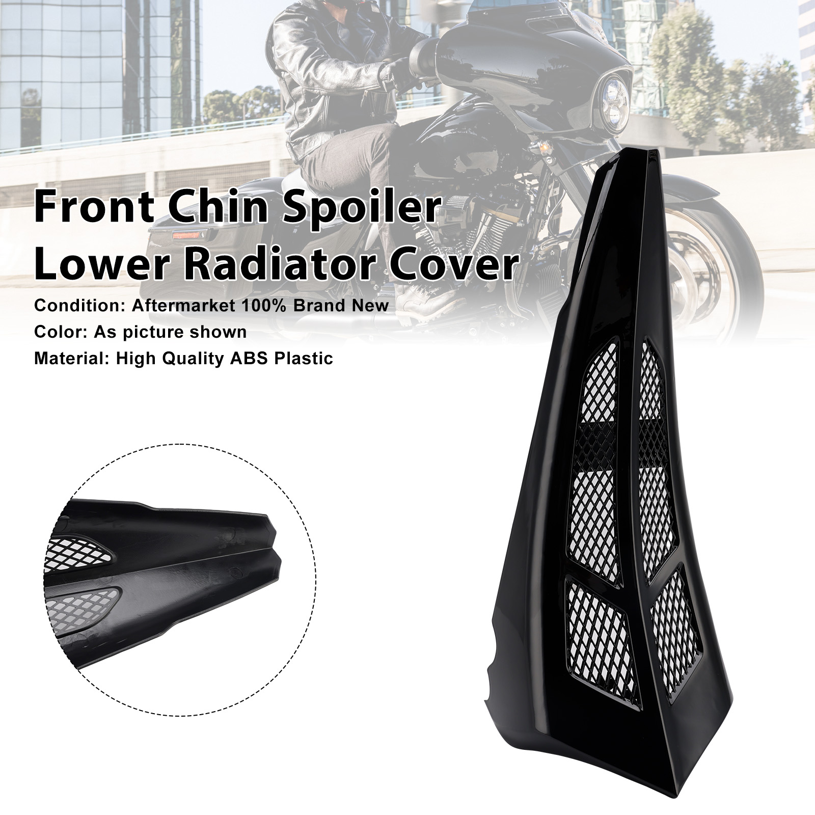 2014-2022 Harley Touring Road Glide Street Glide Front Chin Spoiler Lower Radiator Cover Black Generic