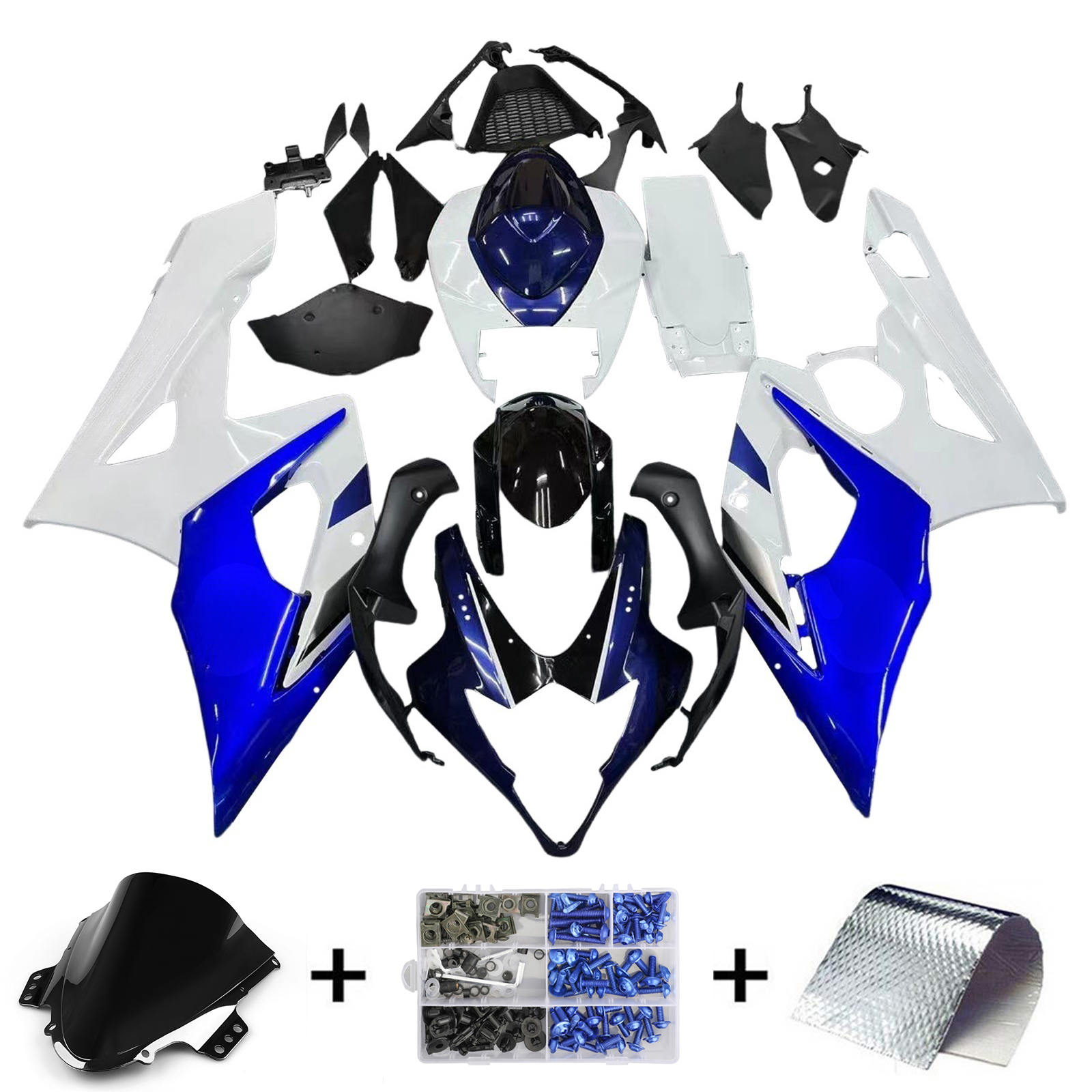 2005-2006 Suzuki GSXR 1000 Amotopart Fairings White & Blue GSXR Racing Customs Fairing