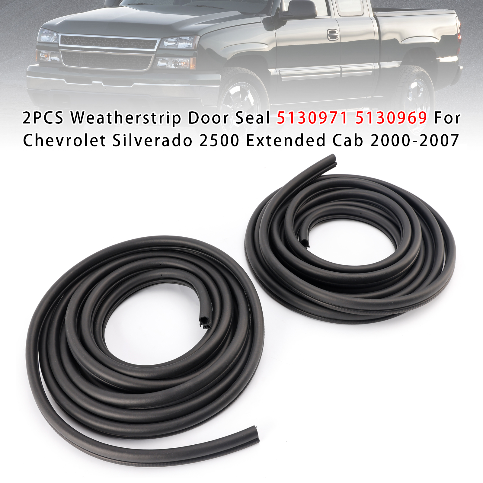 2000-2007 GMC Sierra 1500 2500 3500 2PCS Weatherstrip Door Seal 5130971 5130969 Generic