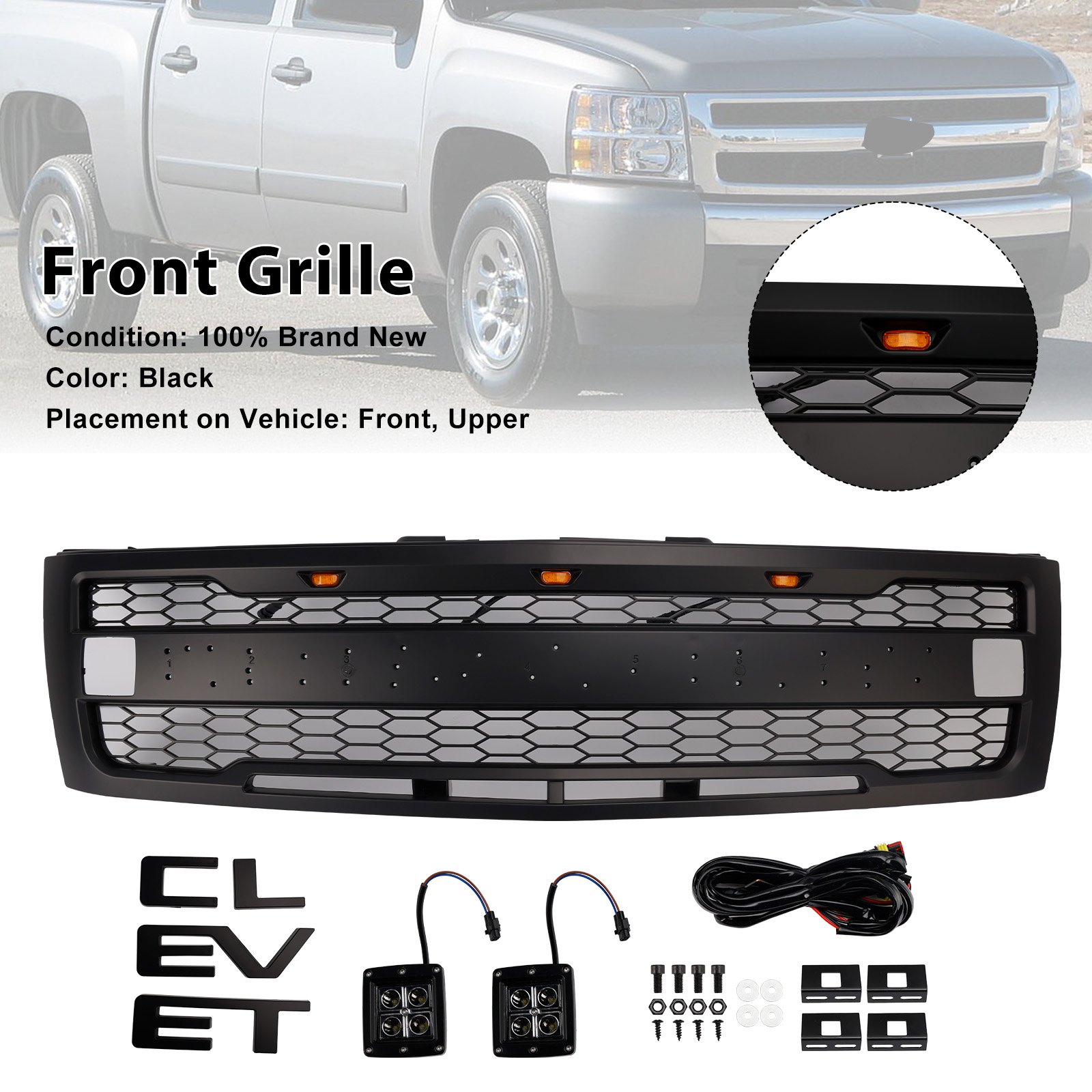 2007-2013 Chevy Silverado 1500 Front Bumper Grille Matte Black Generic