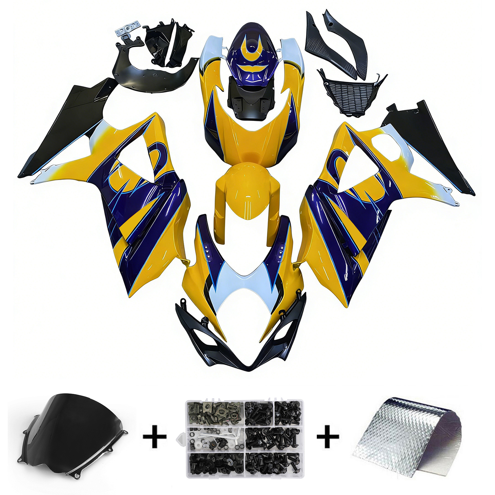 2007-2008 Suzuki GSXR 1000 Amotopart Fairings Yellow Blue Alstare Corona Racing Customs Fairing