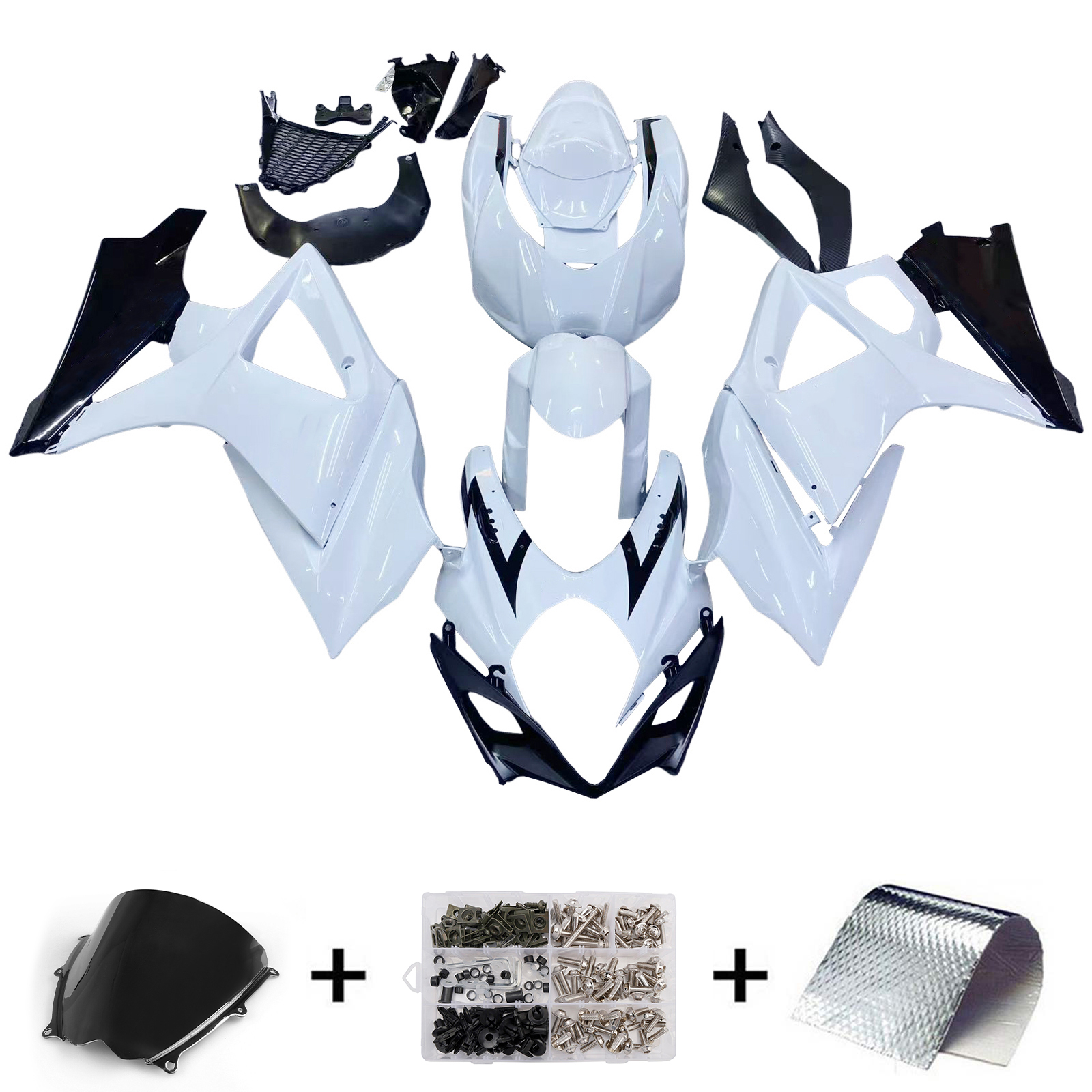 2007-2008 Suzuki GSXR 1000 Amotopart Fairings White & Black GSXR Racing Customs Fairing