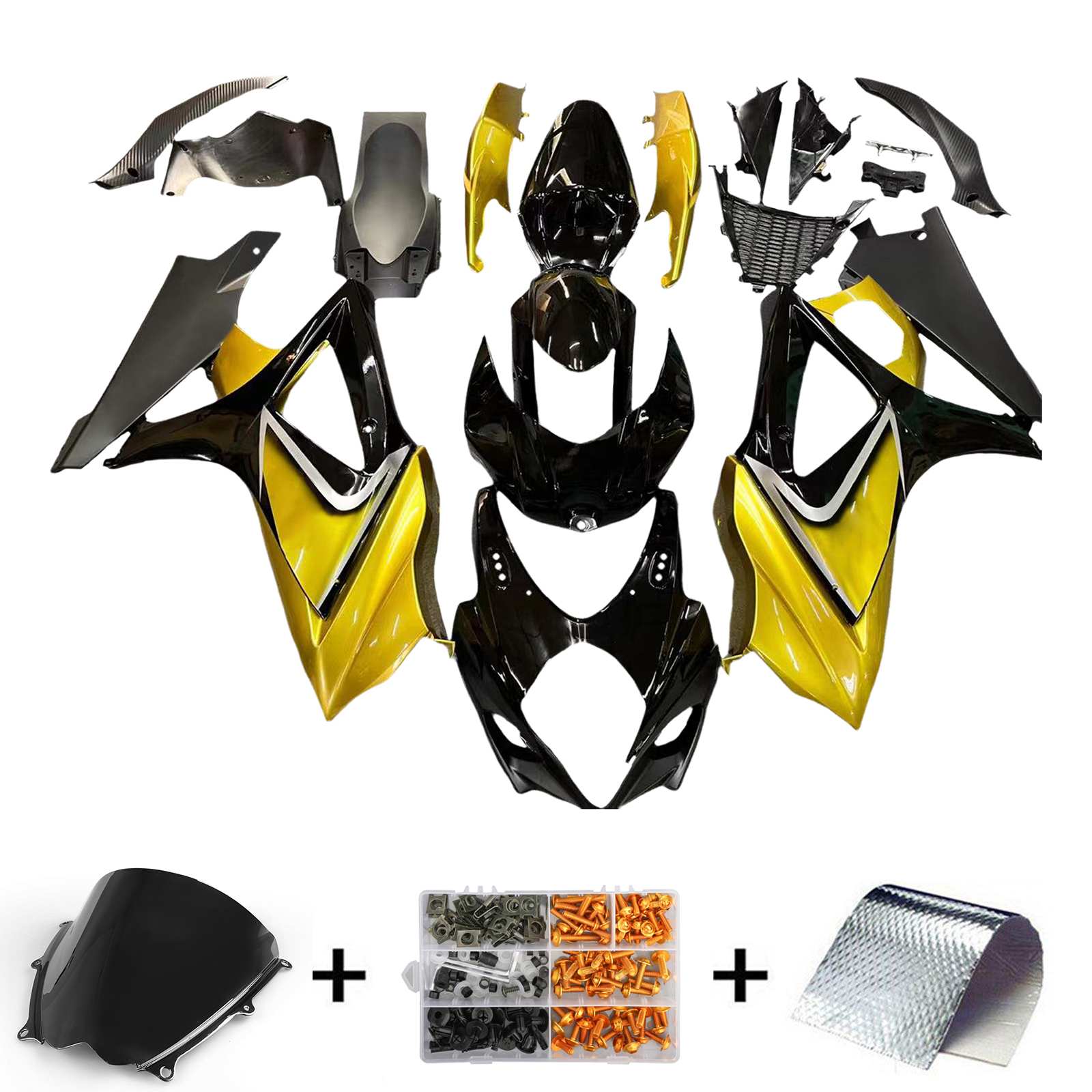 2007-2008 Suzuki GSXR 1000 Black & Gold GSXR Racing Amotopart Fairings Customs Fairing