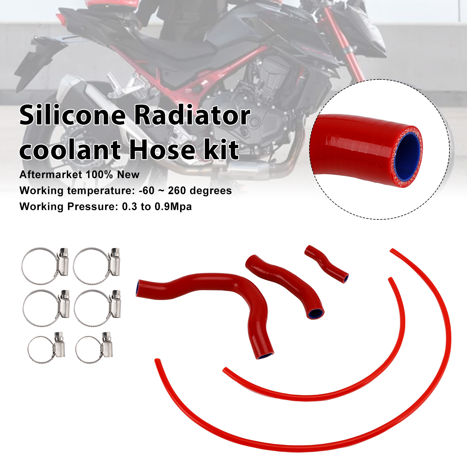 2023-2025 Honda CB750 Hornet Silicone Radiator coolant Hose kit Red Generic