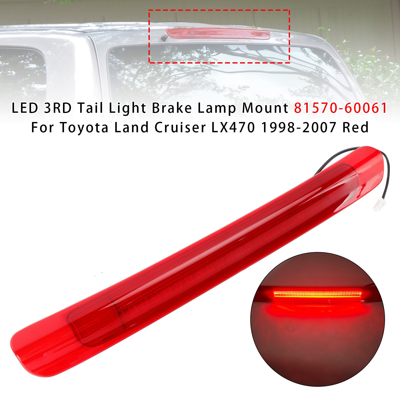 1998-2007 Lexus LX470 LED 3RD Tail Light Brake Lamp Mount 81570-60061 Red Generic
