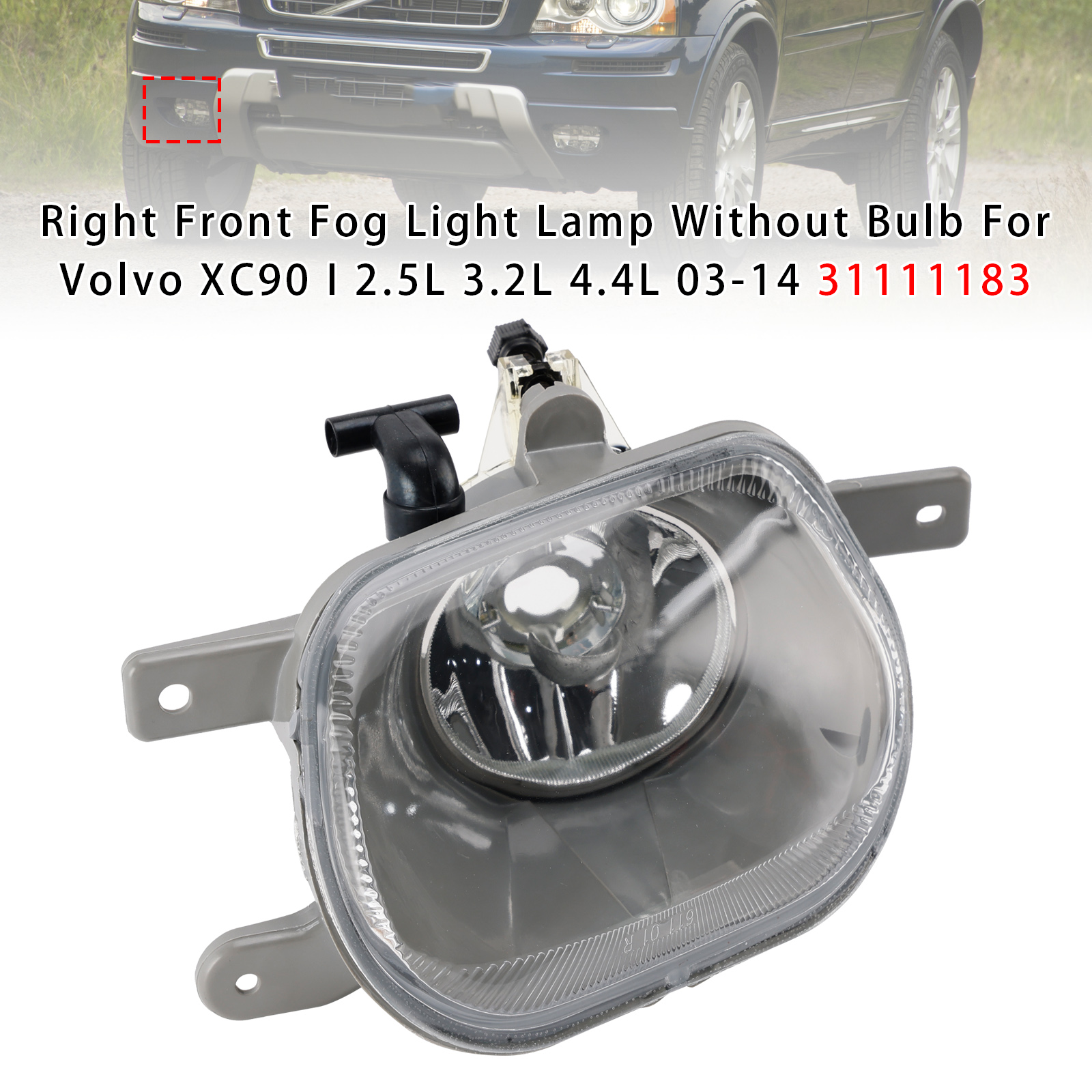 2003-2014 Volvo XC90 Right Front Fog Light Lamp Without Bulb 31111183 Generic