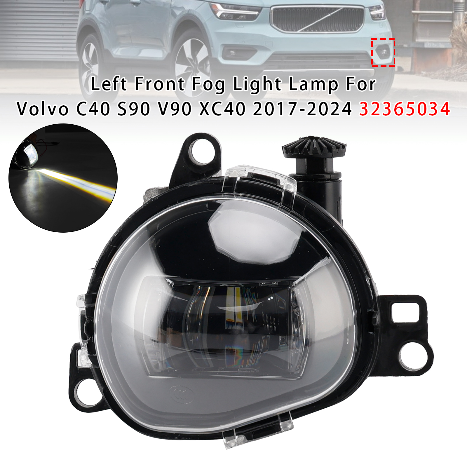 2017-2024 VOLVO XC40 C40 S90 V90 Left Front Fog Light Lamp 32365034 Generic