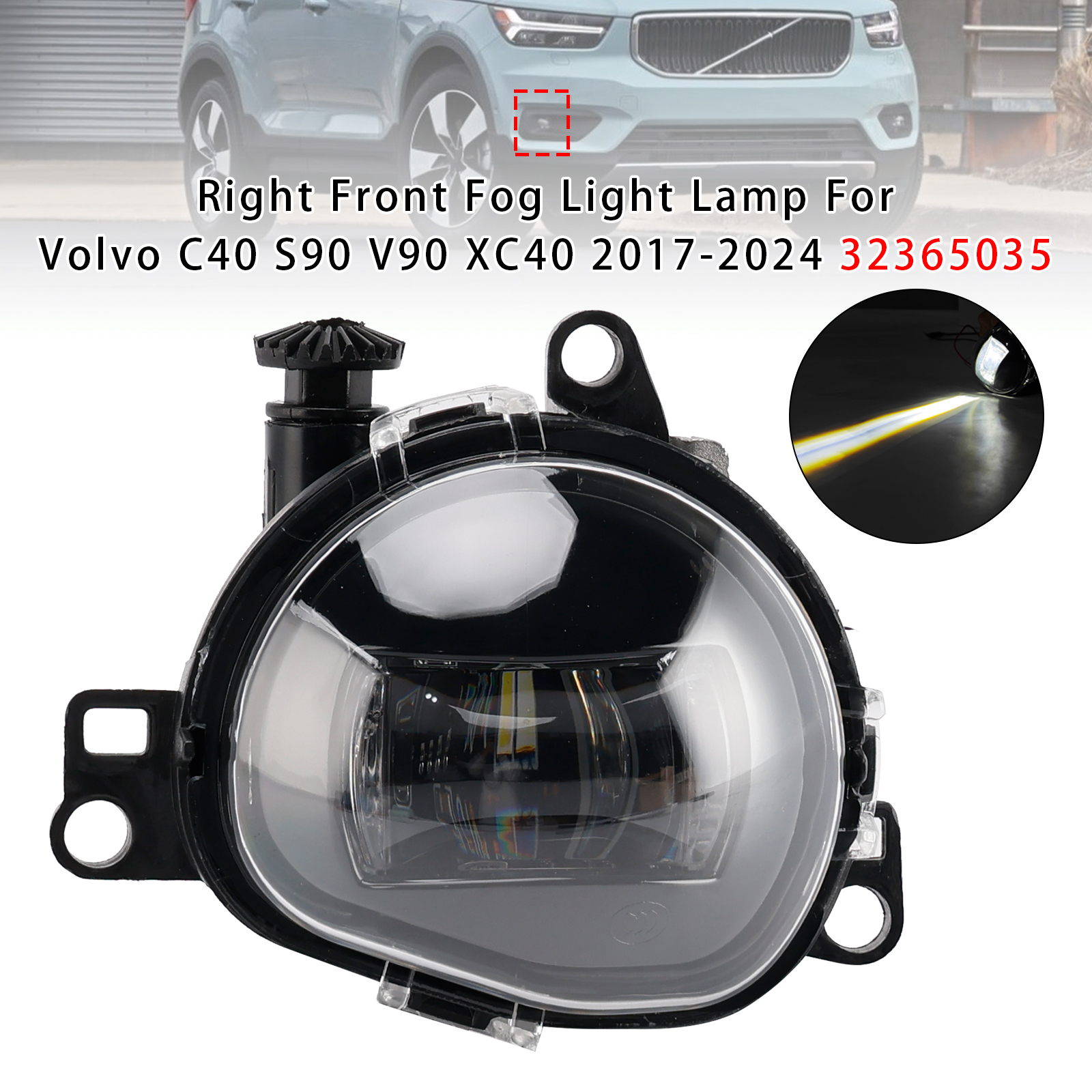 2017-2024 VOLVO XC40 C40 S90 V90 Right Front Fog Light Lamp 32365035 Generic