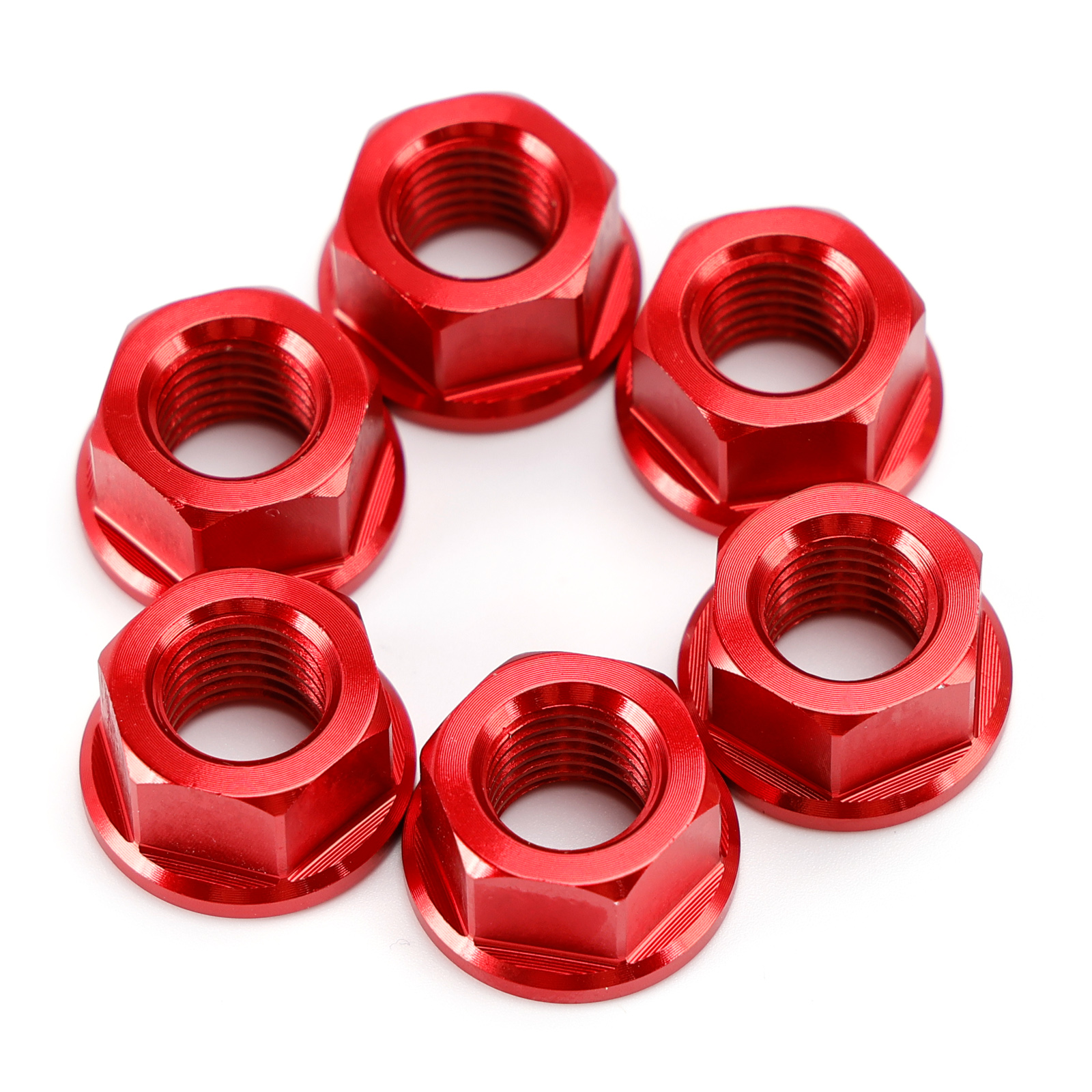 CNC Aluminum Rear Sprocket Carrrier Flange Nuts Set M10x1.25 Red