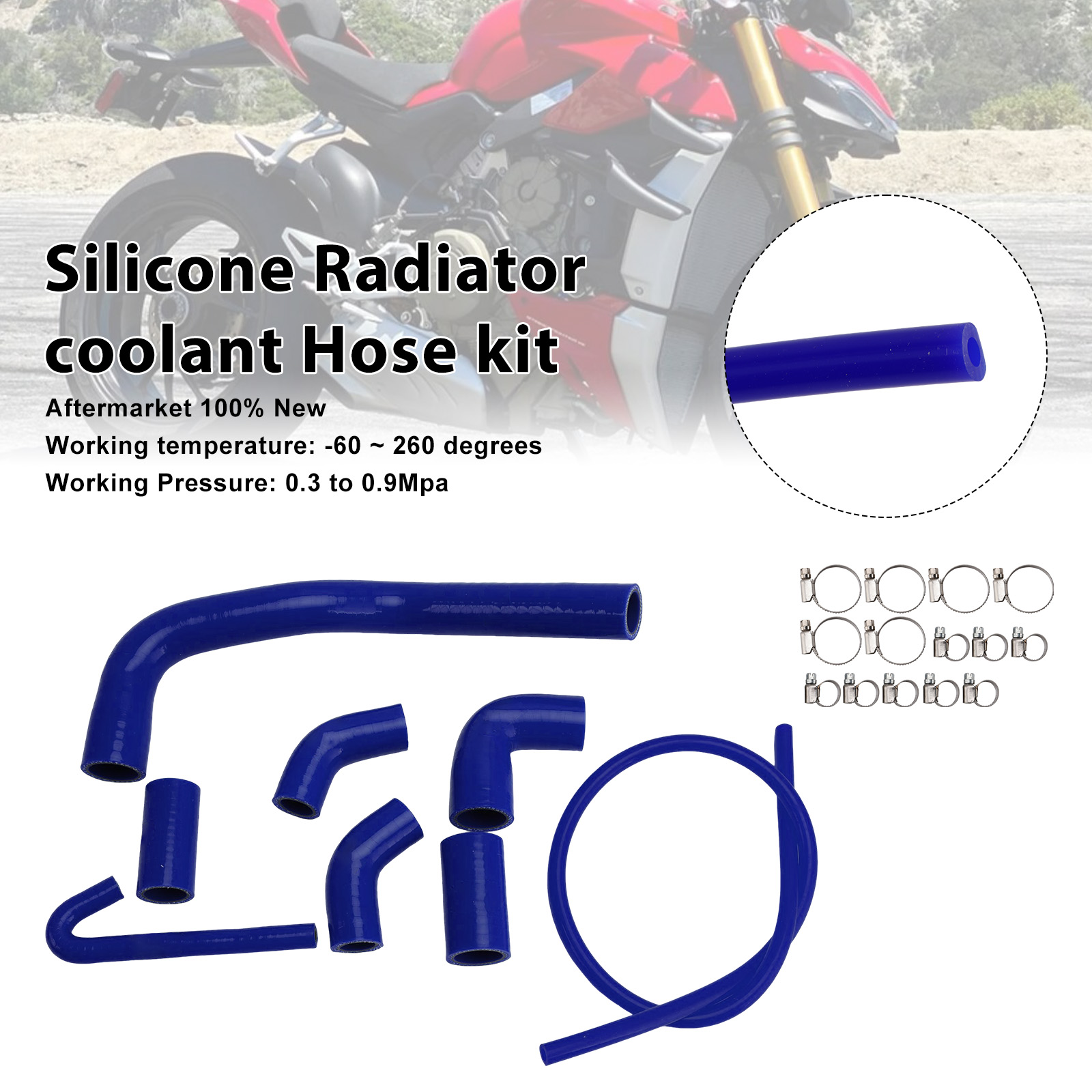 2020-2025 Ducati Streetfighter V4/ V4S Silicone Radiator coolant Hose kit Blue Generic
