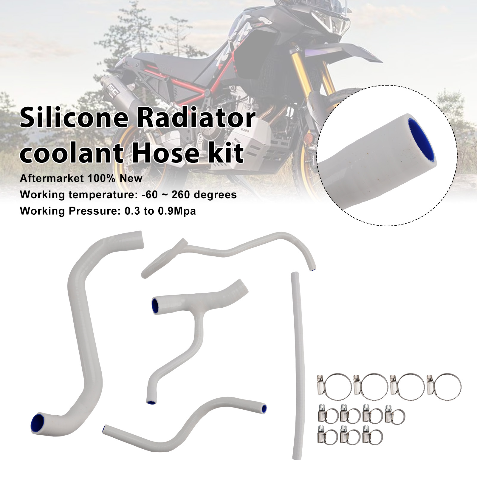2022-2025 Aprilia Tuareg 660 Silicone Radiator coolant Hose kit White Generic