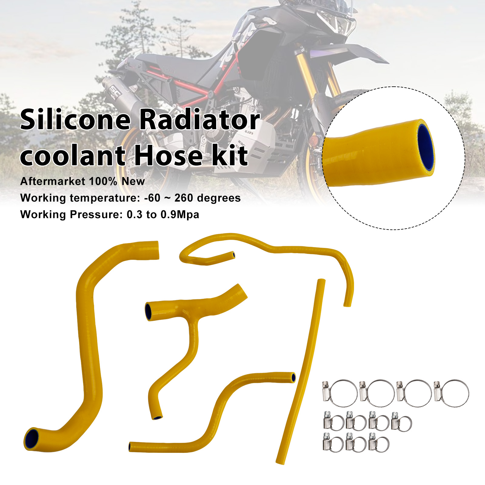 2022-2025 Aprilia Tuareg 660 Silicone Radiator coolant Hose kit Yellow Generic