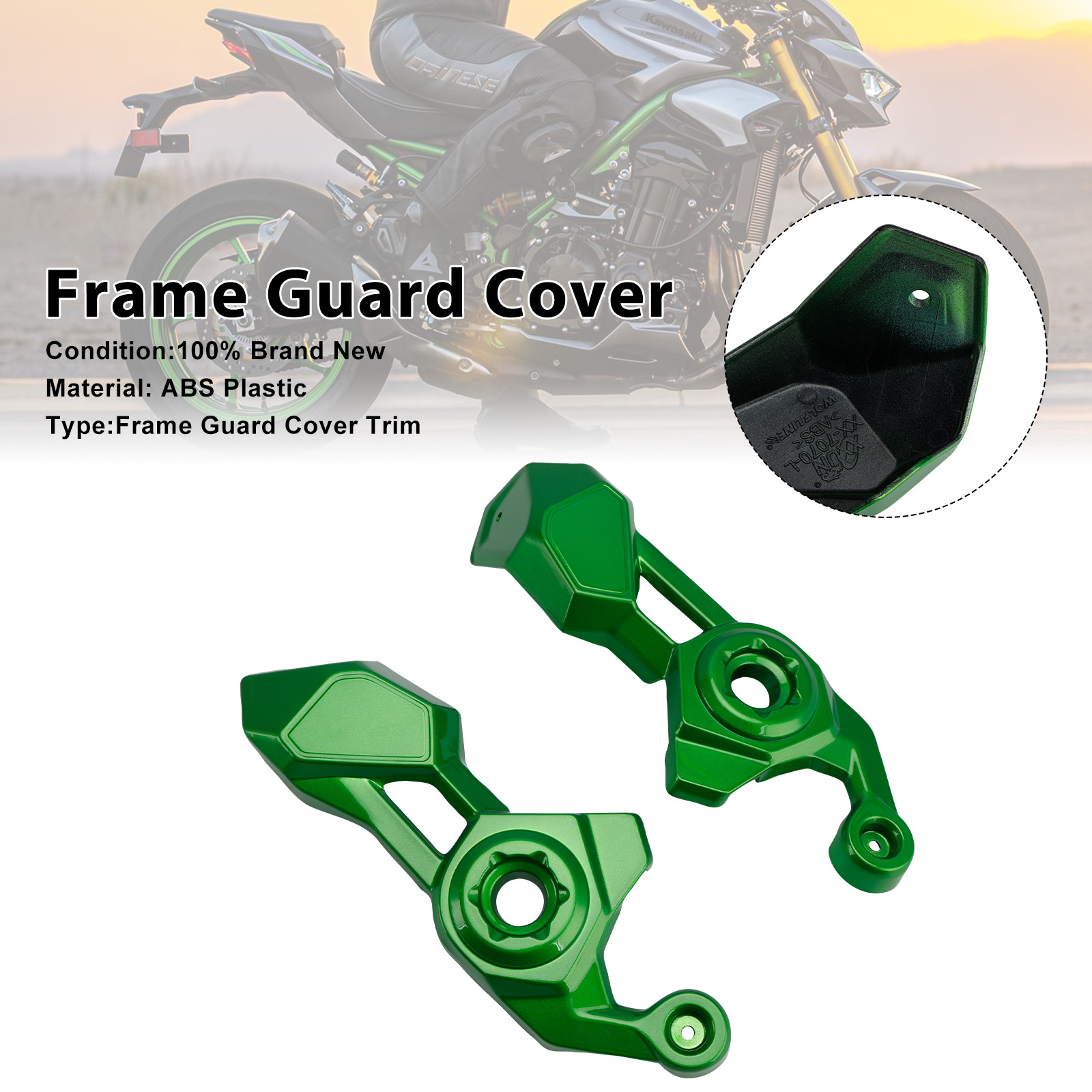 2025-2026 Kawasaki Z900 Frame Side Cover Panel Guard Fairing Green Generic