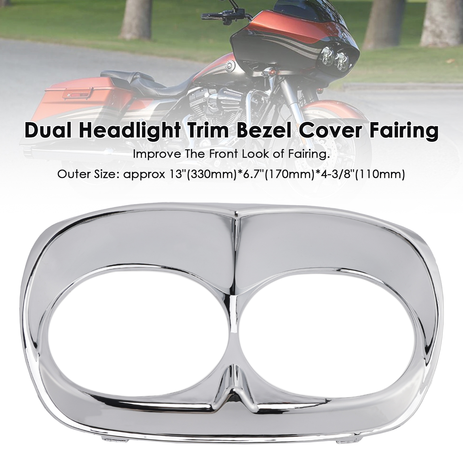 2010-2013 H-D headlight assembly Dual Headlight Trim Bezel Cover Fairing Chrome Generic