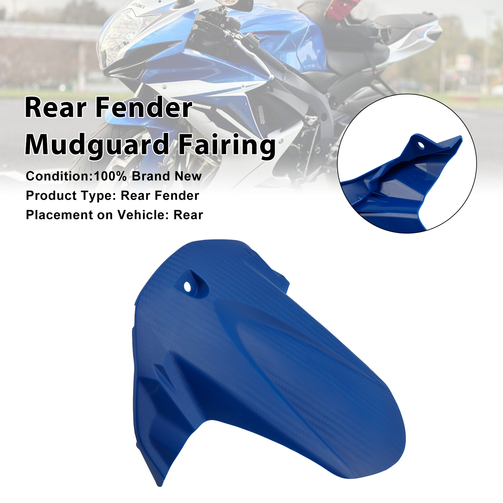 2011-2025 Suzuki GSX-R600 / GSX-R750 Rear Fender Mudguard Fairing Blue Generic